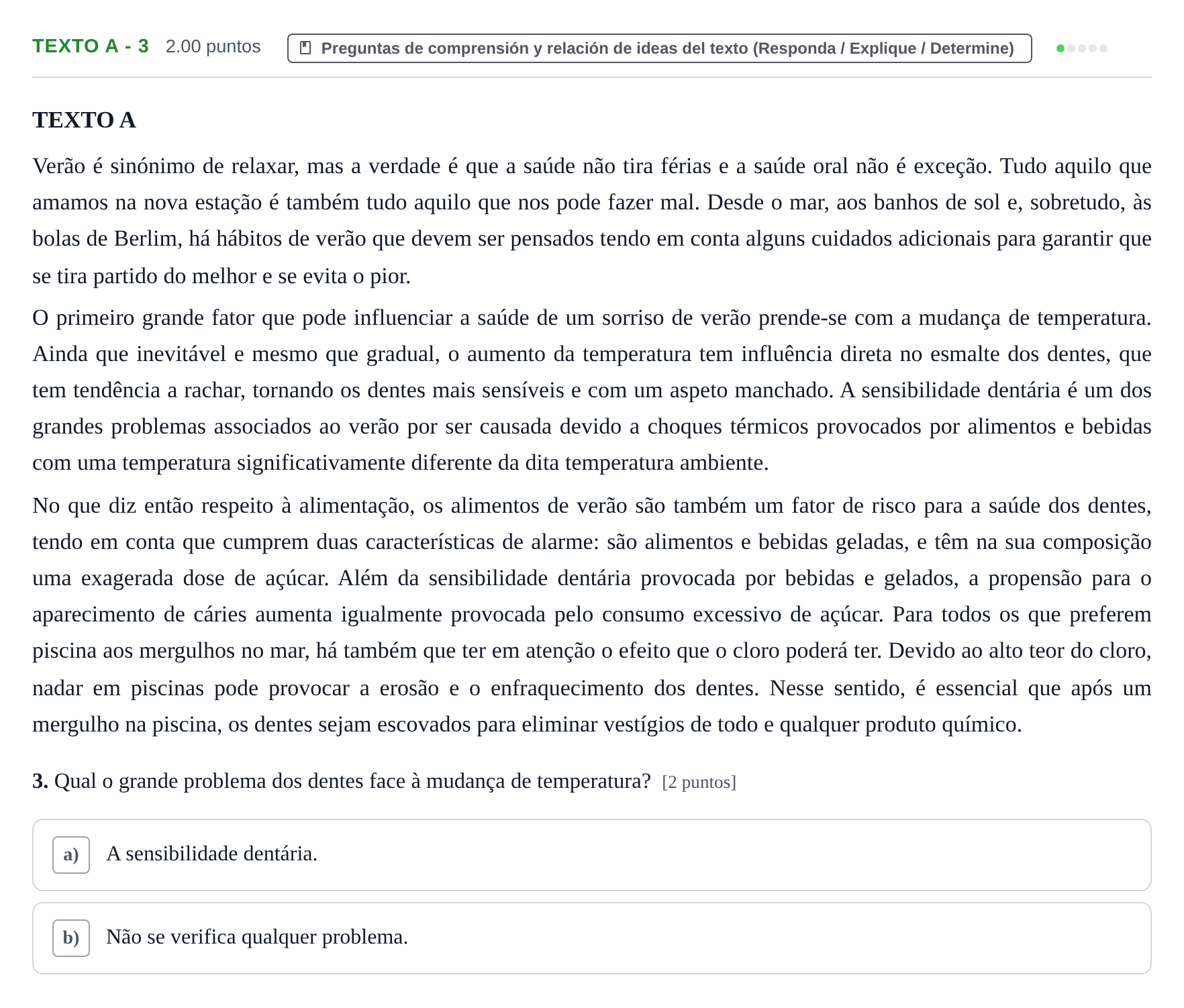 Enunciado: Ejercicio Texto A - 3 · Portugués PAU Asturias Extraordinaria 2022