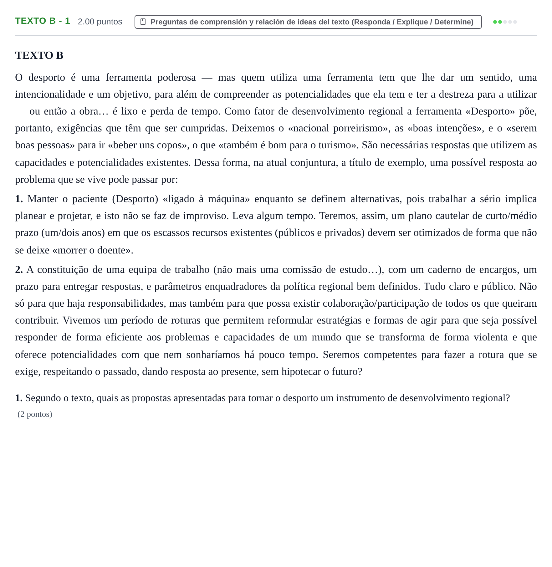 Enunciado: Ejercicio Texto B - 1 · Portugués PAU Asturias Extraordinaria 2022