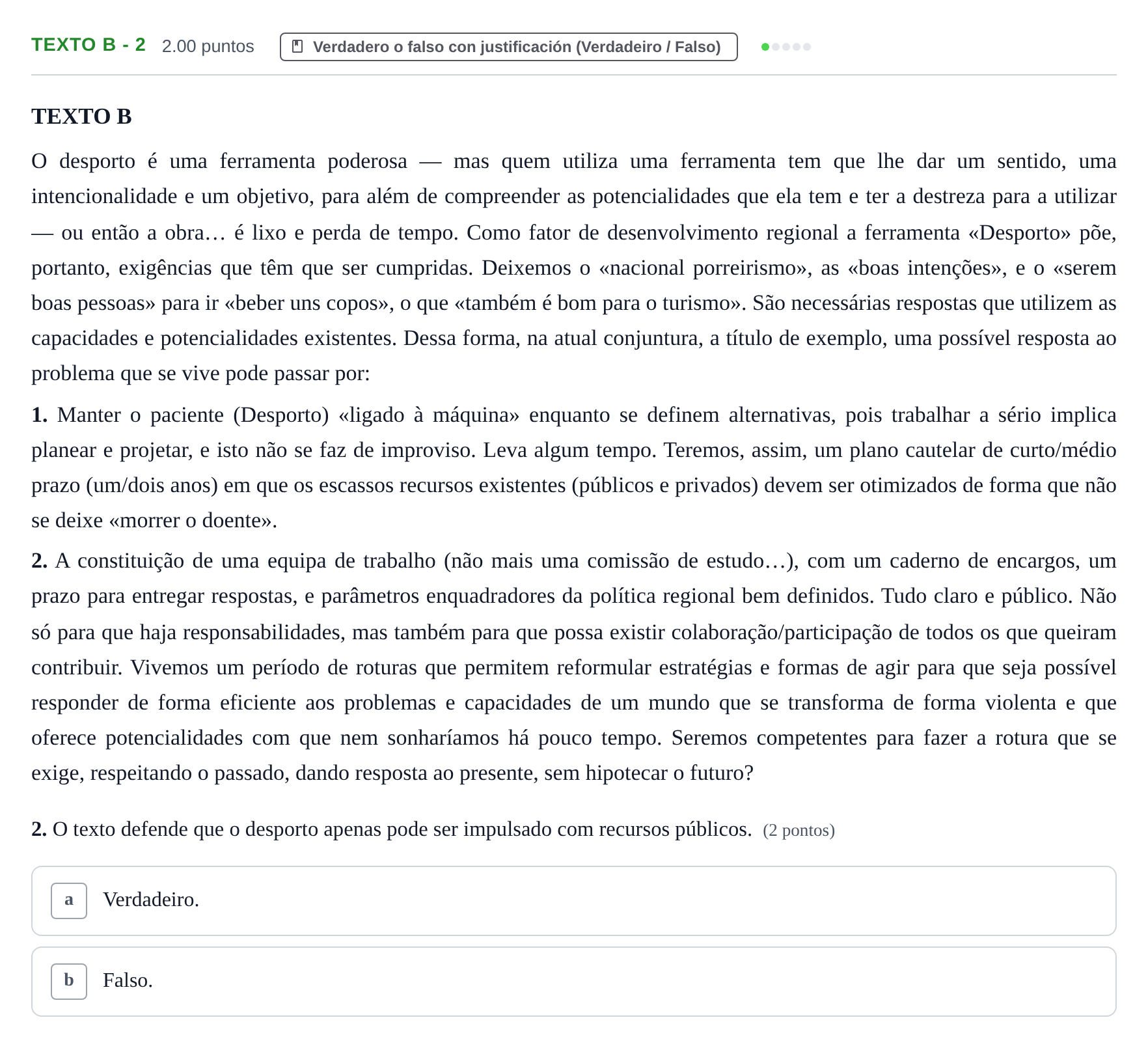 Enunciado: Ejercicio Texto B - 2 · Portugués PAU Asturias Extraordinaria 2022