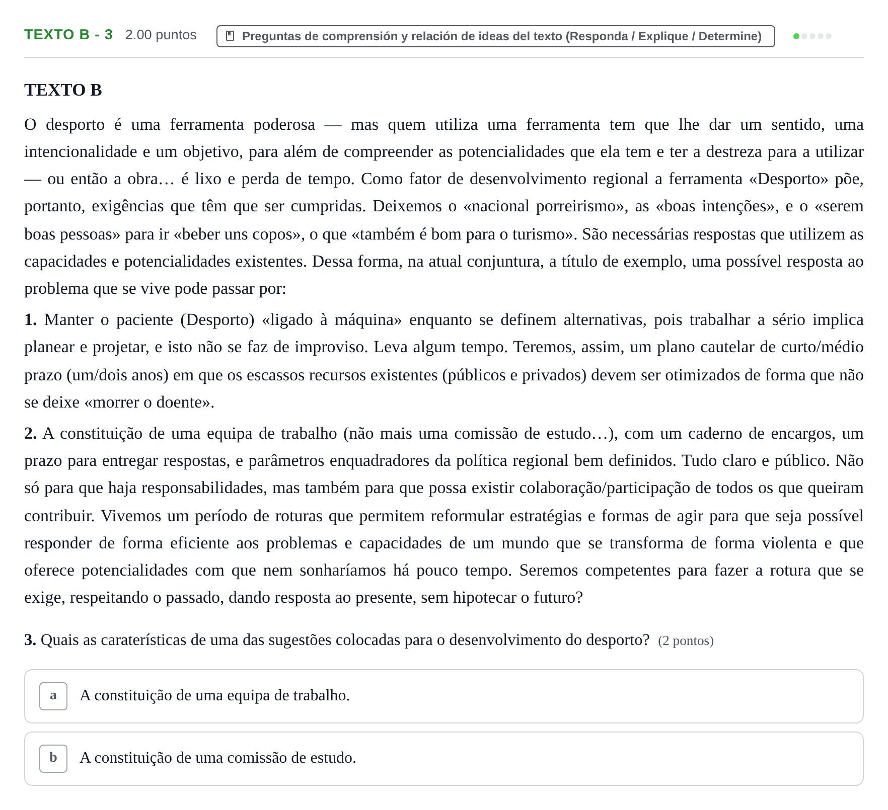 Enunciado: Ejercicio Texto B - 3 · Portugués PAU Asturias Extraordinaria 2022
