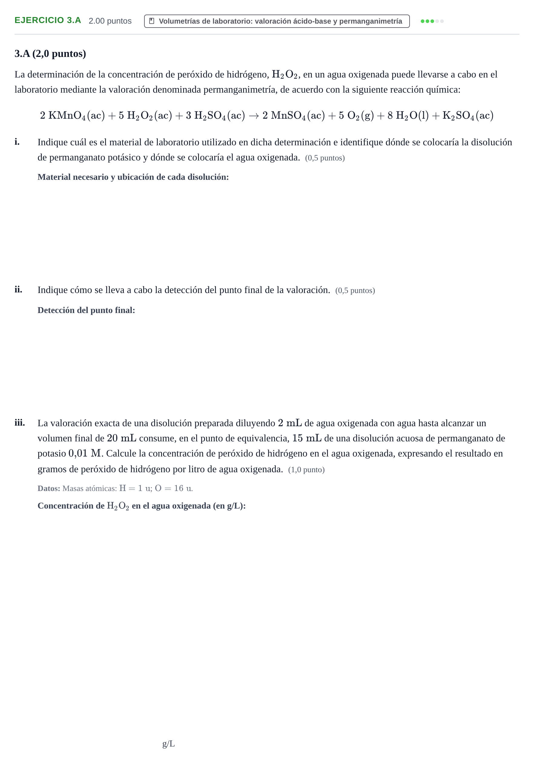 Enunciado: Ejercicio 3.A · Química PAU Asturias Extraordinaria 2022