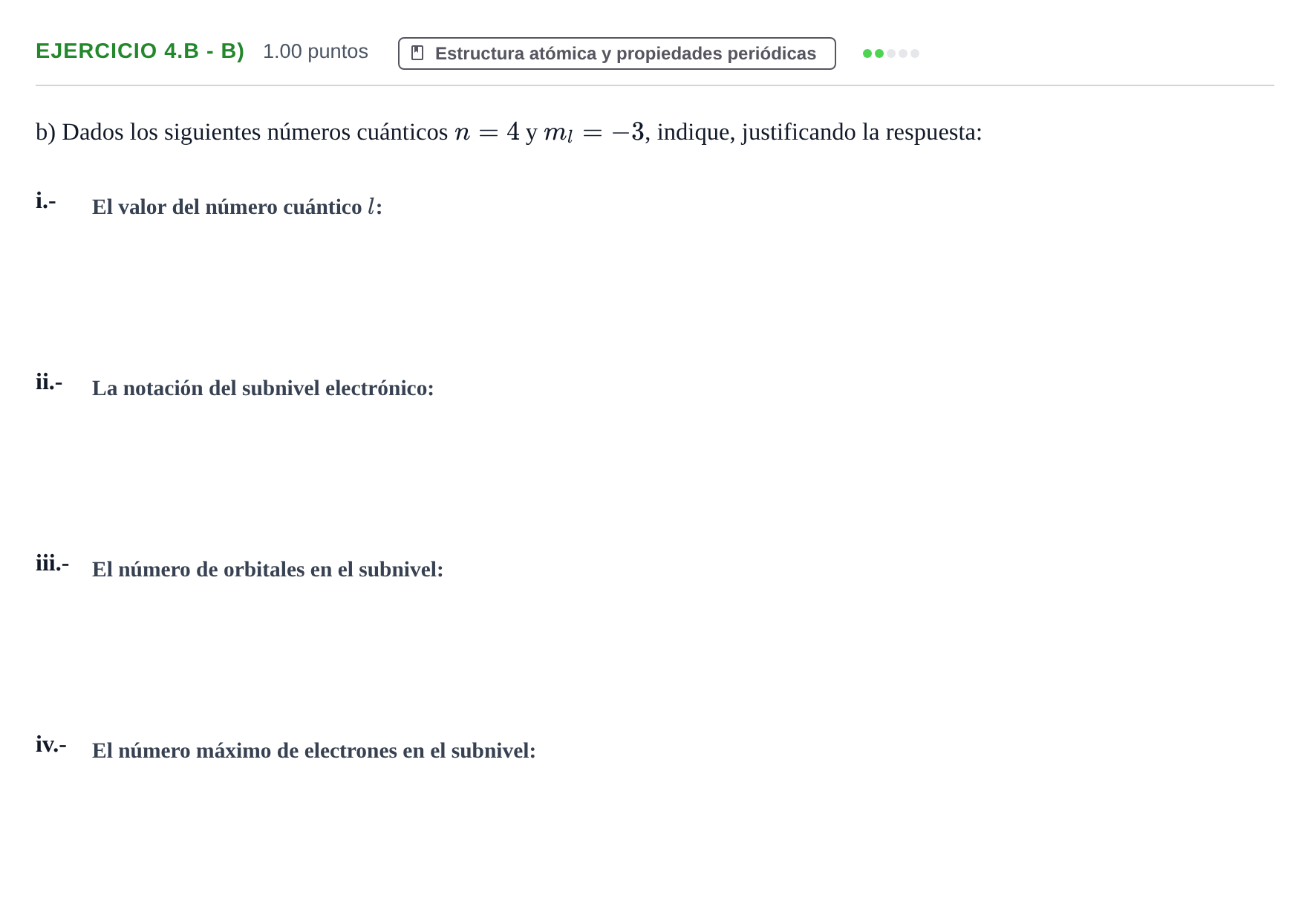 Enunciado: Ejercicio 4.B - b) · Química PAU Asturias Extraordinaria 2022