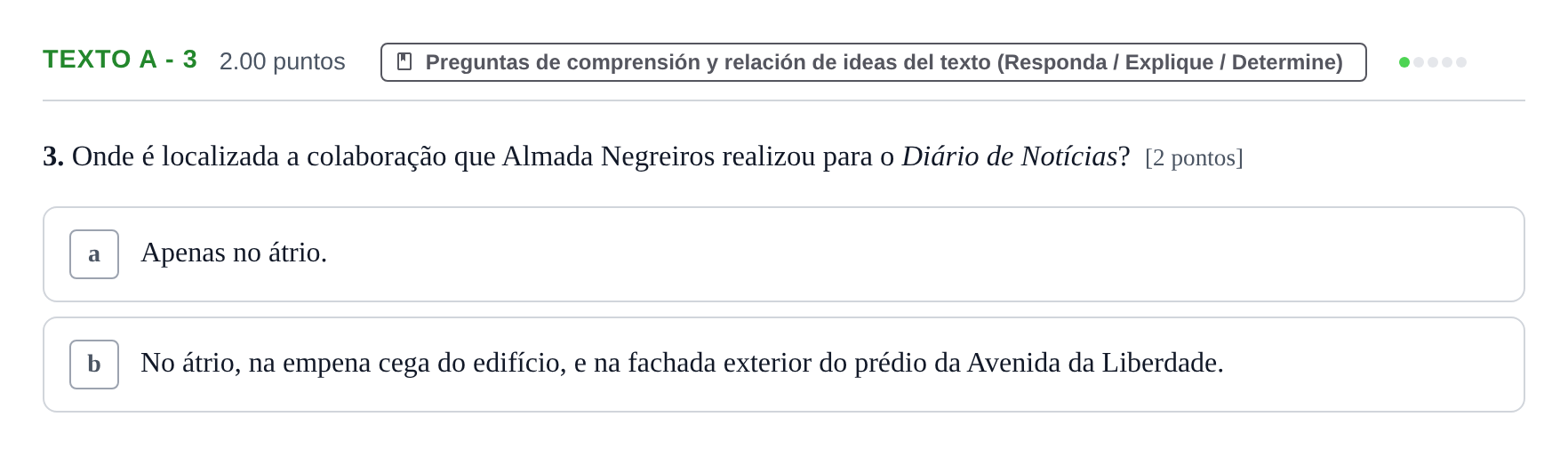Enunciado: Ejercicio Texto A - 3 · Portugués PAU Asturias Ordinaria 2022