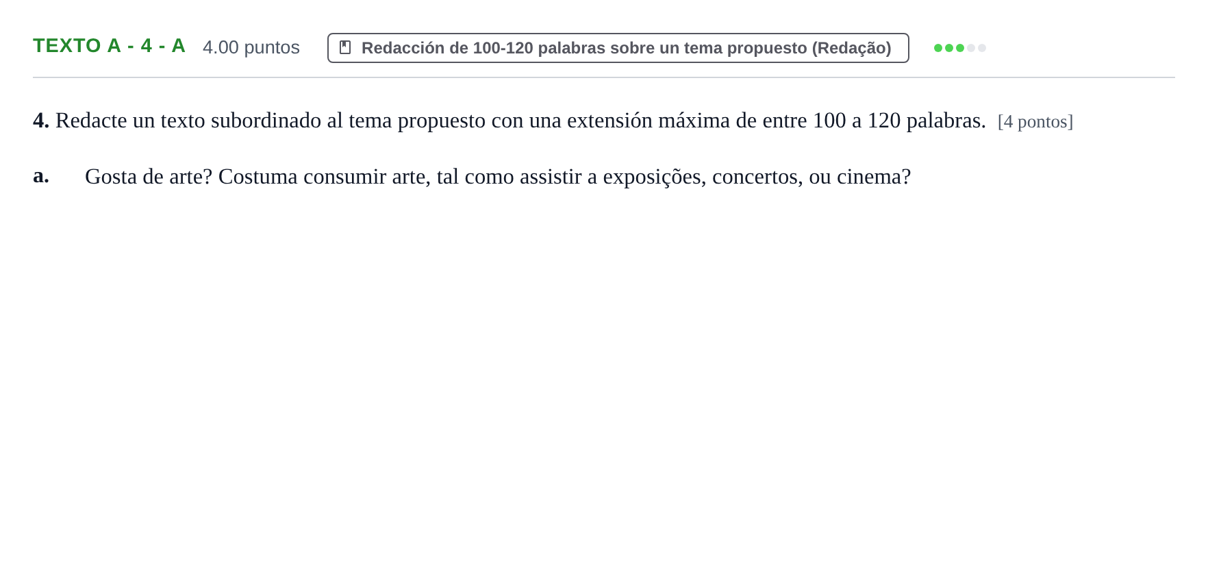 Enunciado: Ejercicio Texto A - 4 - a · Portugués PAU Asturias Ordinaria 2022