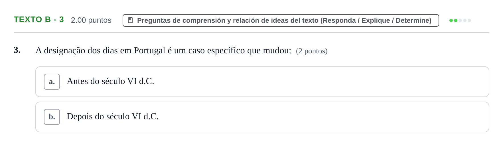 Enunciado: Ejercicio Texto B - 3 · Portugués PAU Asturias Ordinaria 2022