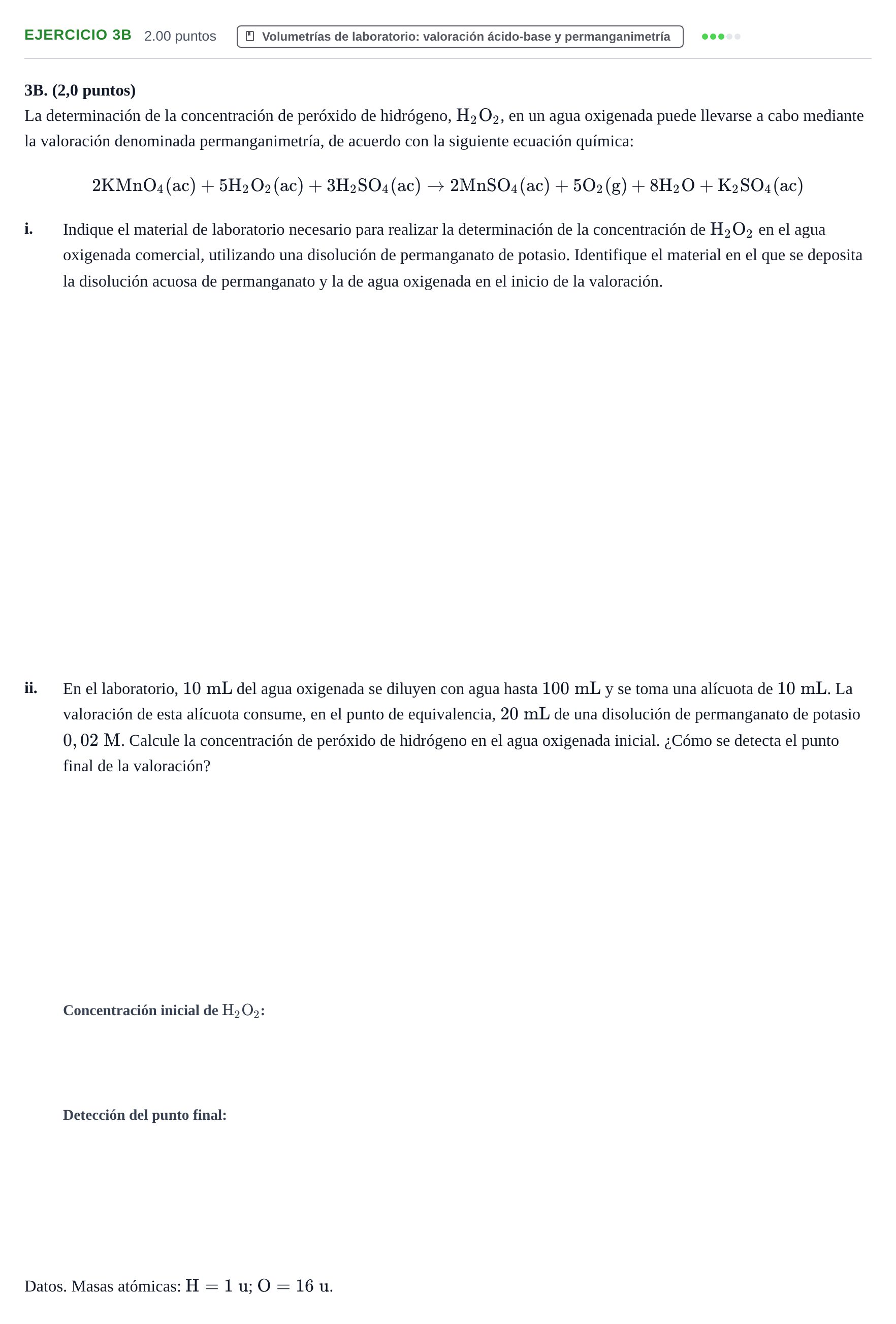 Enunciado: Ejercicio 3B · Química PAU Asturias Ordinaria 2022