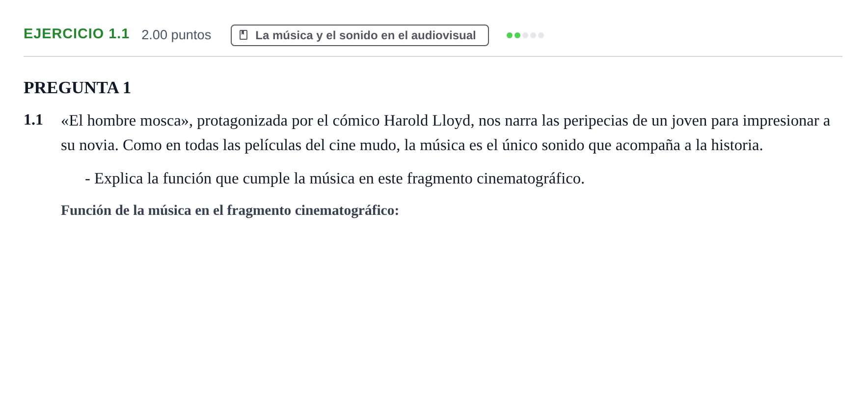 Enunciado: Ejercicio 1.1 · Cultura Audiovisual II PAU Asturias Extraordinaria 2021
