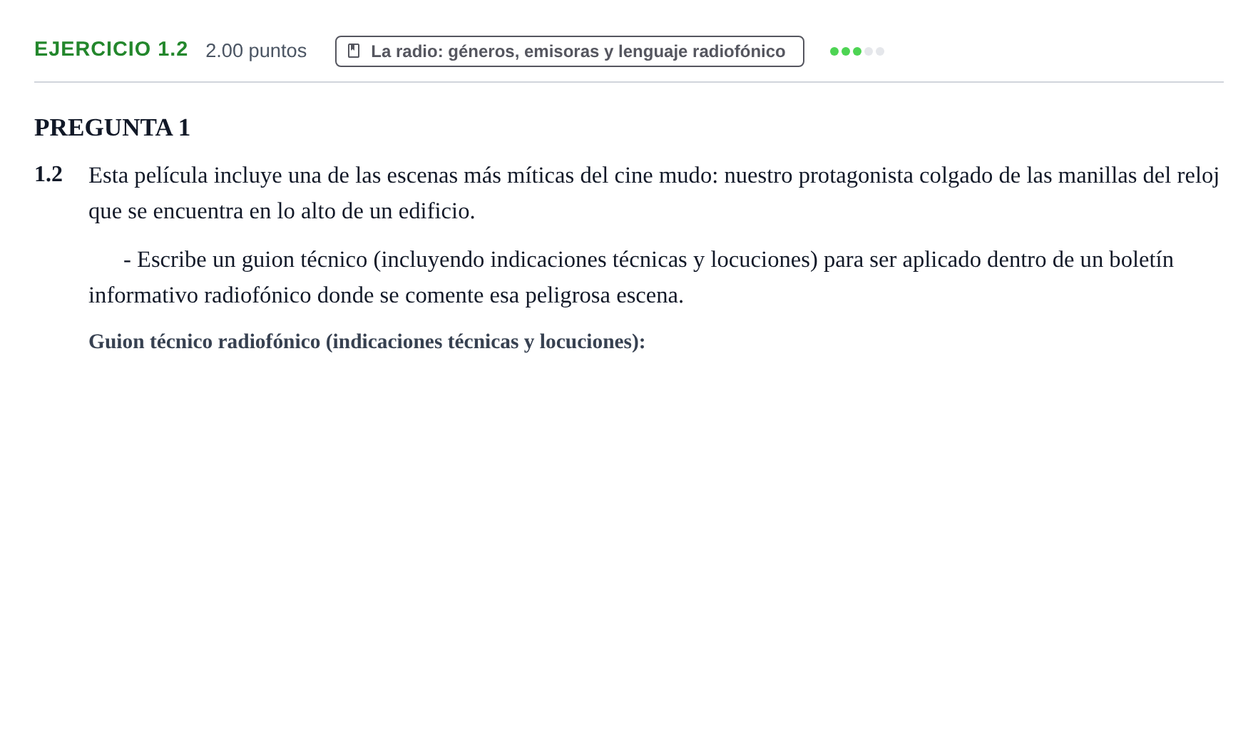Enunciado: Ejercicio 1.2 · Cultura Audiovisual II PAU Asturias Extraordinaria 2021