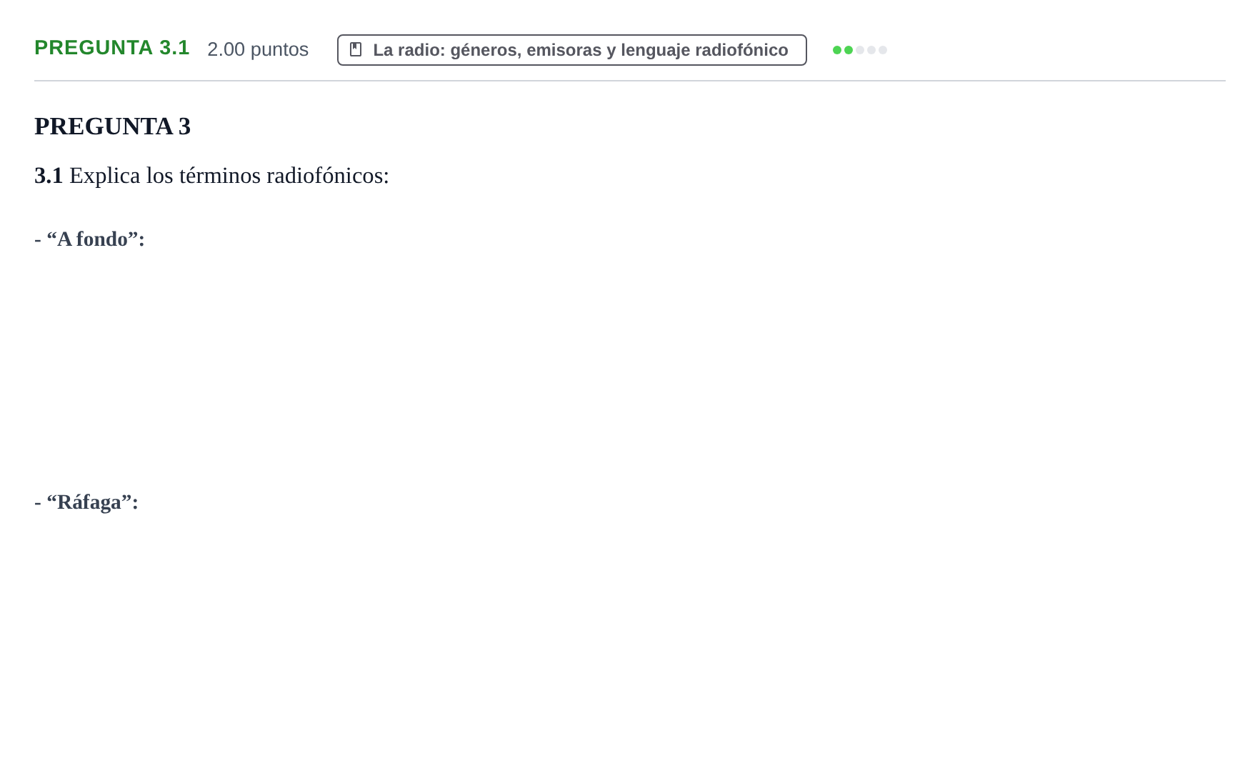Enunciado: Pregunta 3.1 · Cultura Audiovisual II PAU Asturias Ordinaria 2021