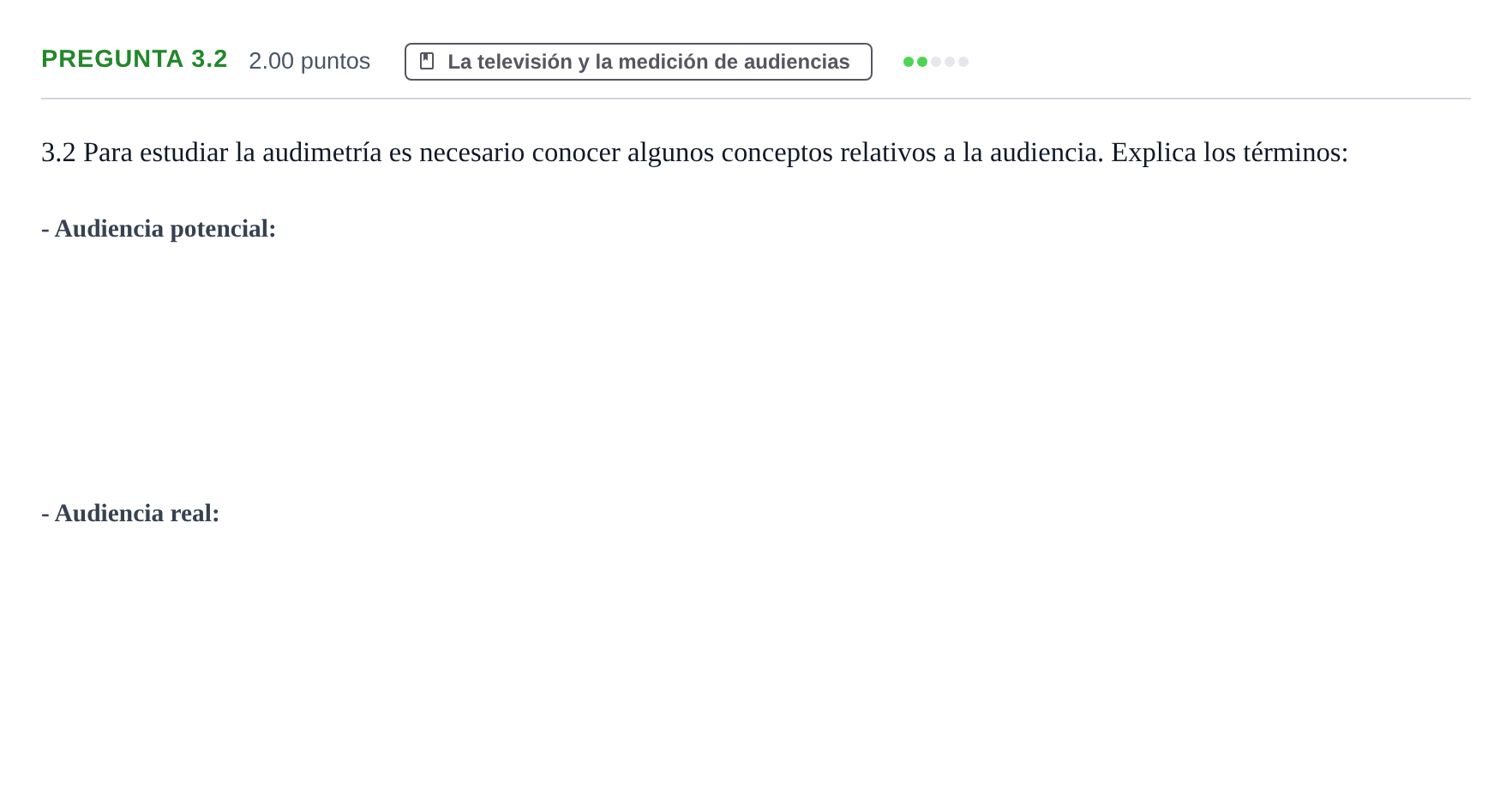 Enunciado: Pregunta 3.2 · Cultura Audiovisual II PAU Asturias Ordinaria 2021