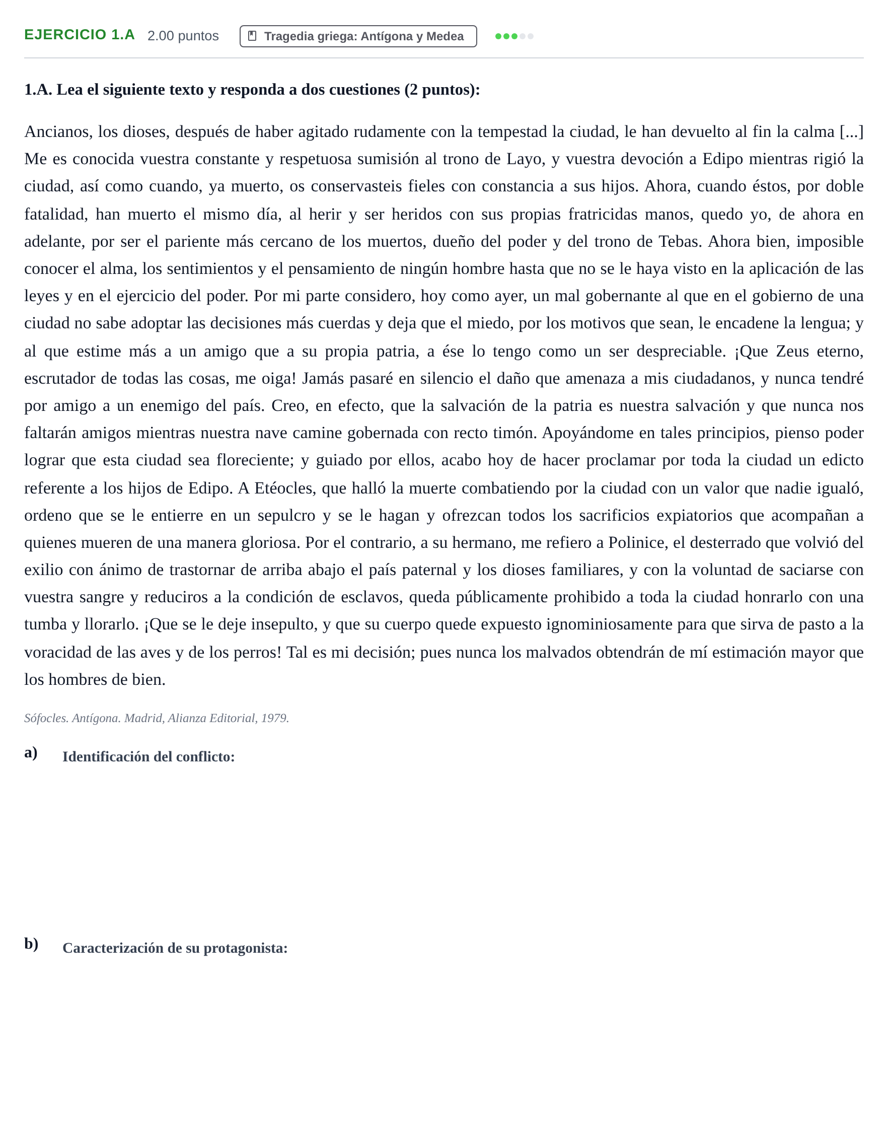 Enunciado: Ejercicio 1.A · Artes Escénicas PAU Asturias Ordinaria 2021