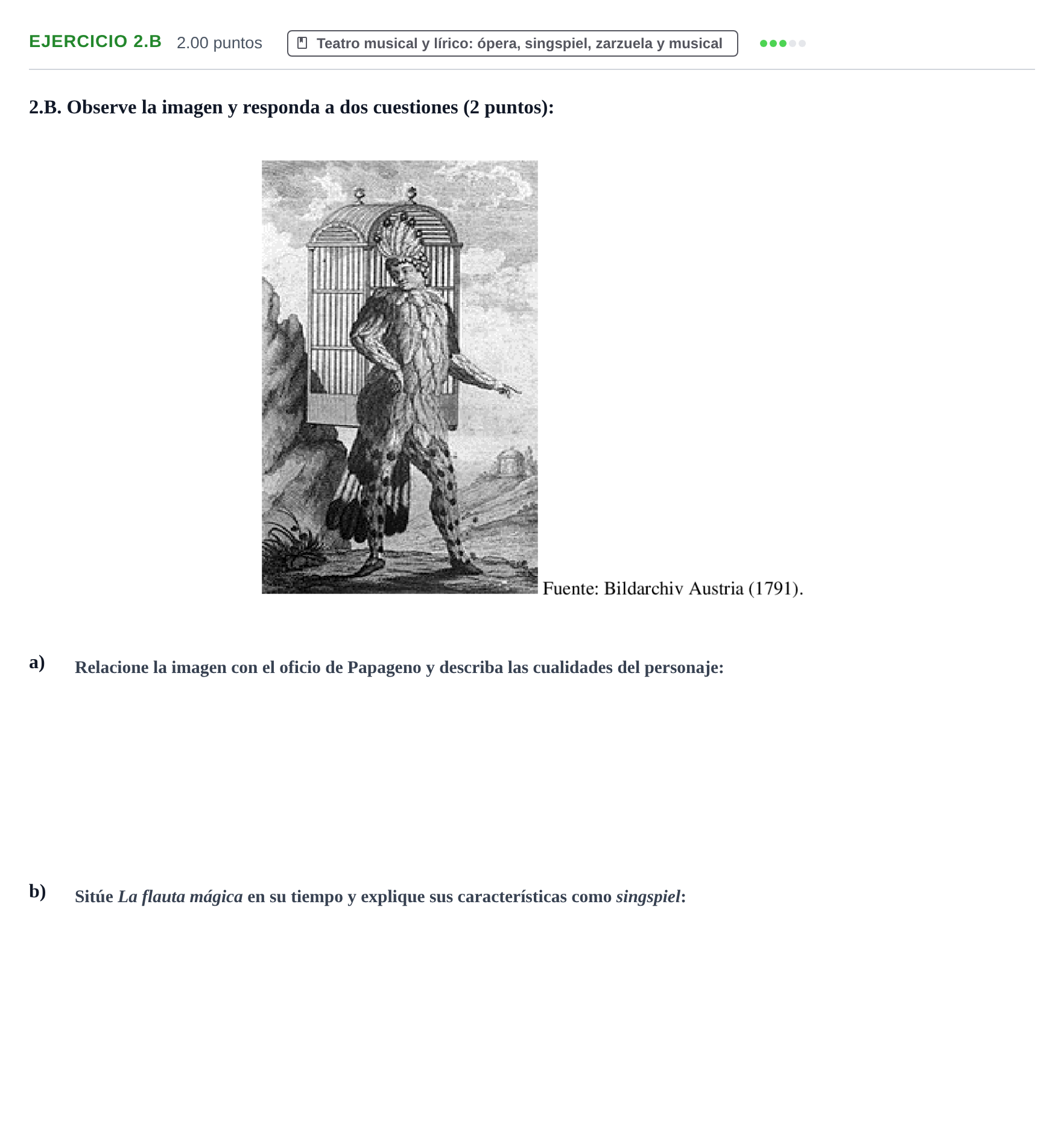 Enunciado: Ejercicio 2.B · Artes Escénicas PAU Asturias Ordinaria 2021