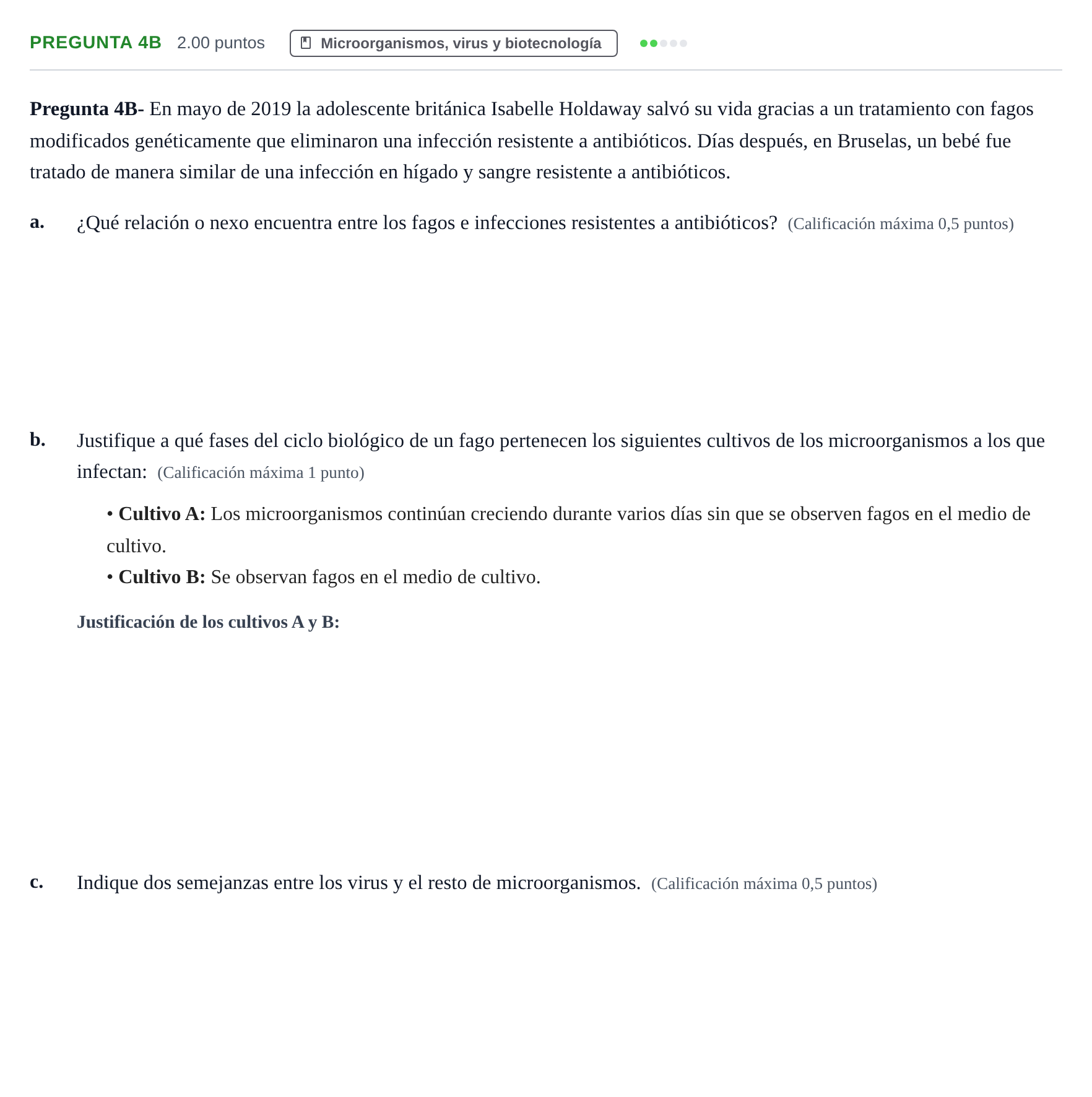Enunciado: Pregunta 4B · Biología PAU Asturias Extraordinaria 2021