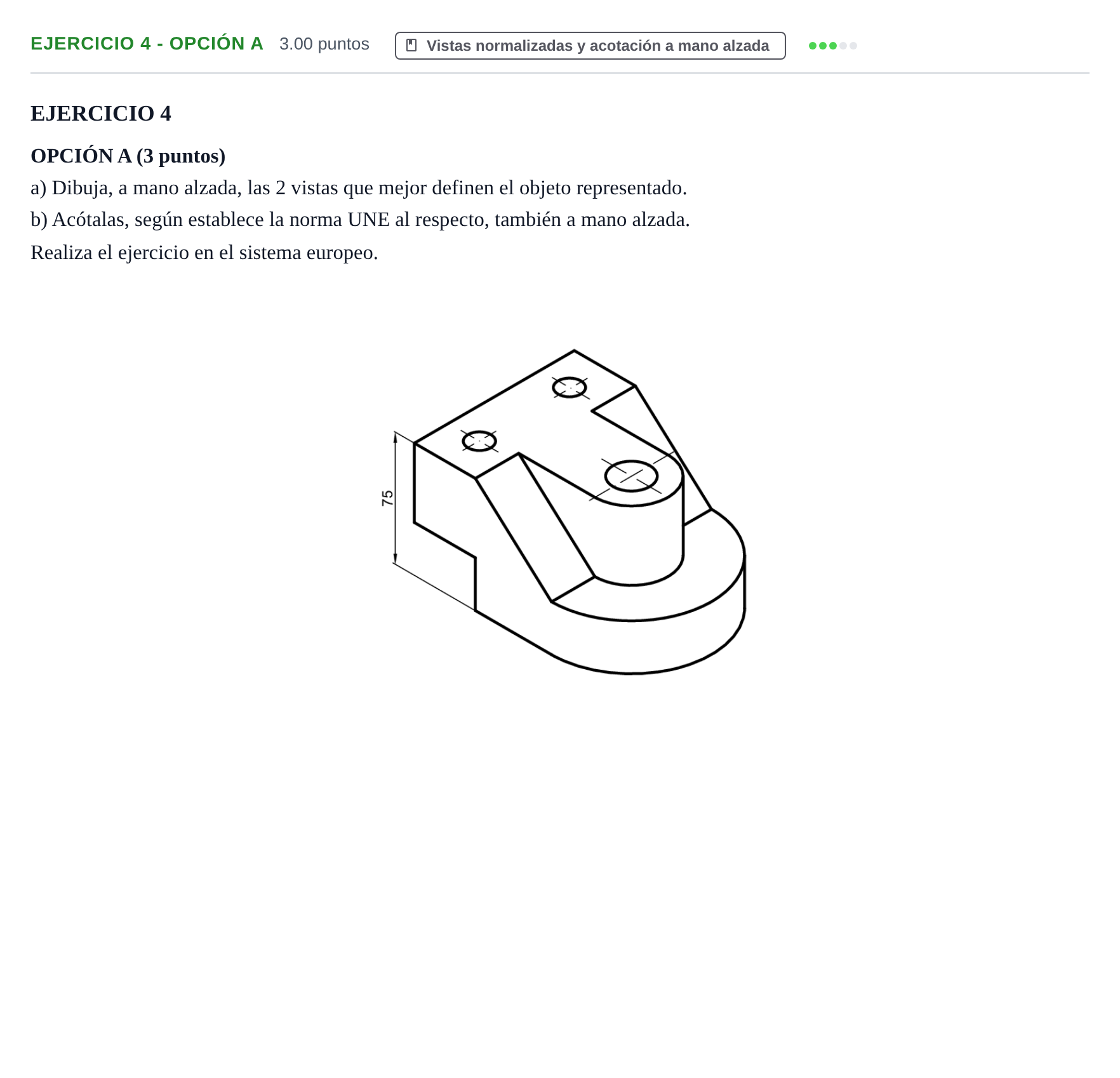 Enunciado: Ejercicio 4 - Opción A · Dibujo técnico II PAU Asturias Ordinaria 2021