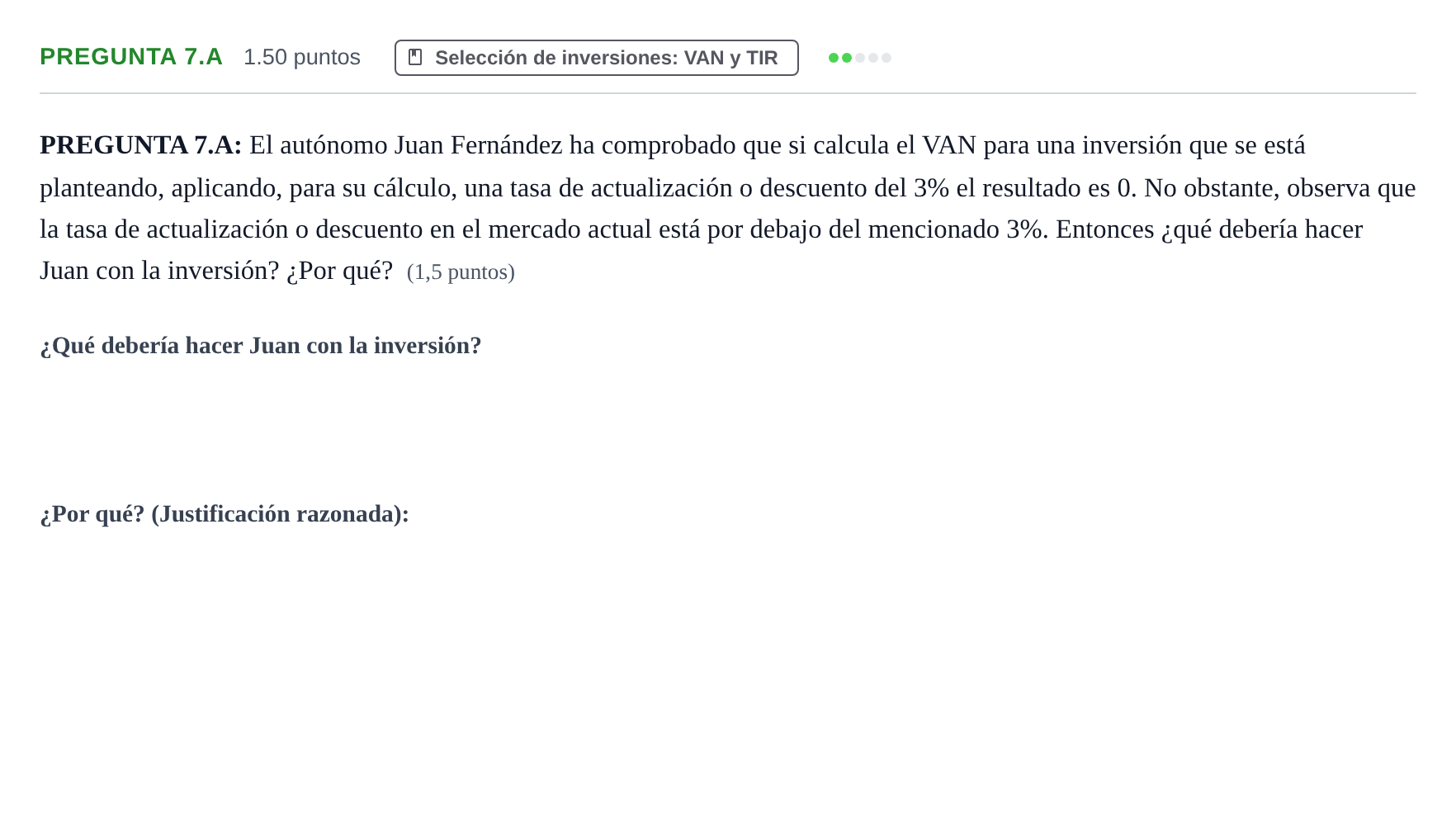 Enunciado: Pregunta 7.A · Empresa y Diseño de Modelos de Negocio PAU Asturias Ordinaria 2021
