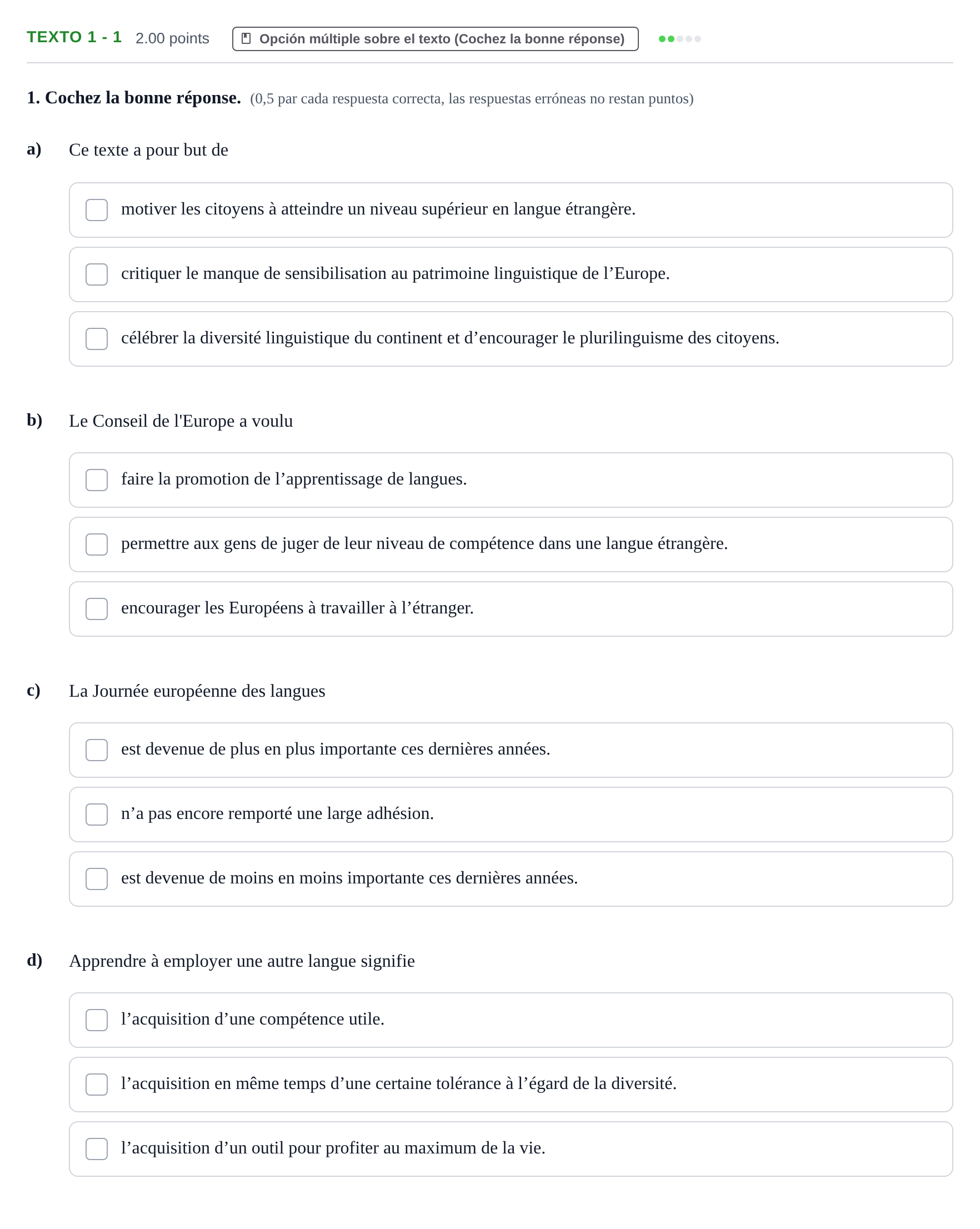Enunciado: Ejercicio Texto 1 - 1 · Francés PAU Asturias Extraordinaria (2ª lengua extranjera) 2021