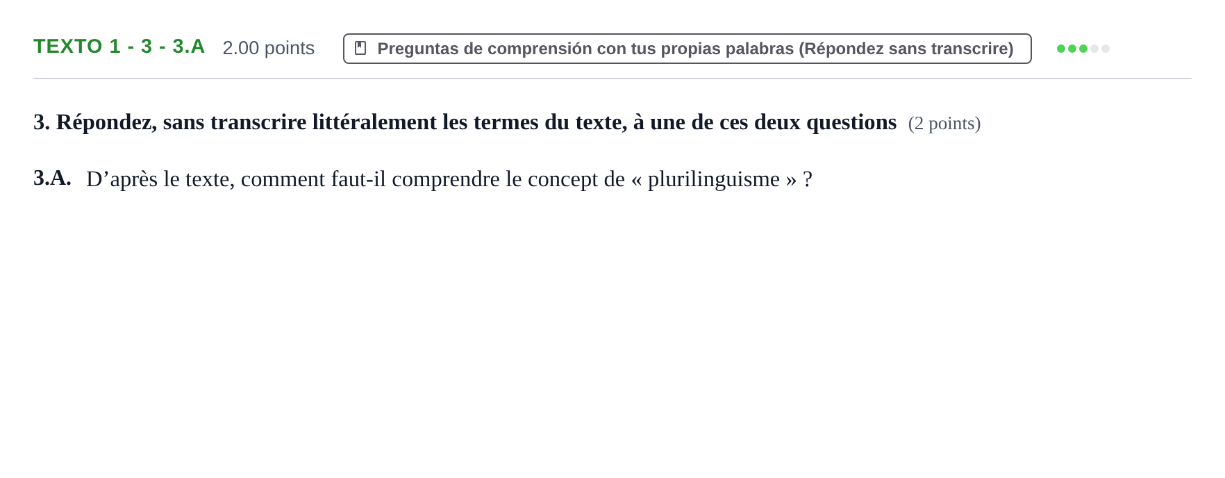 Enunciado: Ejercicio Texto 1 - 3 - 3.A · Francés PAU Asturias Extraordinaria (2ª lengua extranjera) 2021