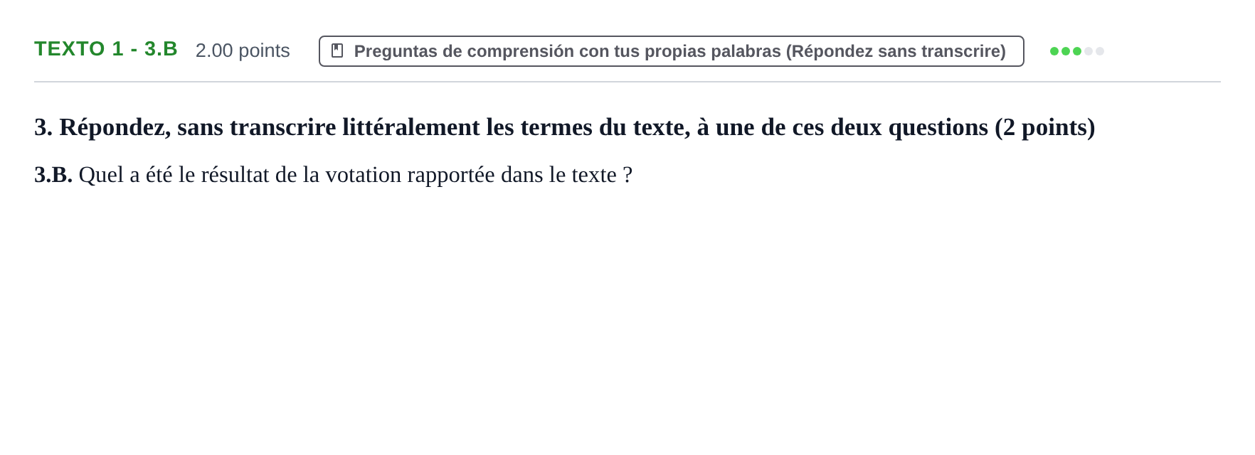 Enunciado: Ejercicio Texto 1 - 3.B · Francés PAU Asturias Ordinaria (2ª lengua extranjera) 2021