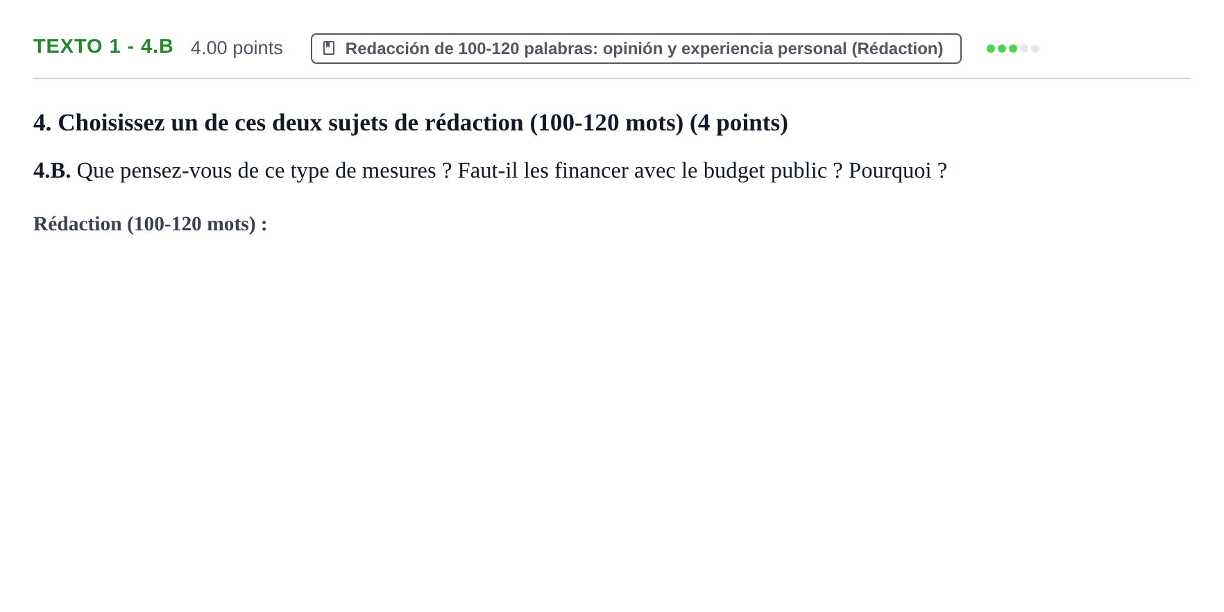 Enunciado: Ejercicio Texto 1 - 4.B · Francés PAU Asturias Ordinaria (2ª lengua extranjera) 2021