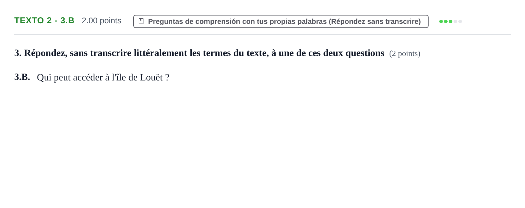 Enunciado: Ejercicio Texto 2 - 3.B · Francés PAU Asturias Ordinaria (2ª lengua extranjera) 2021
