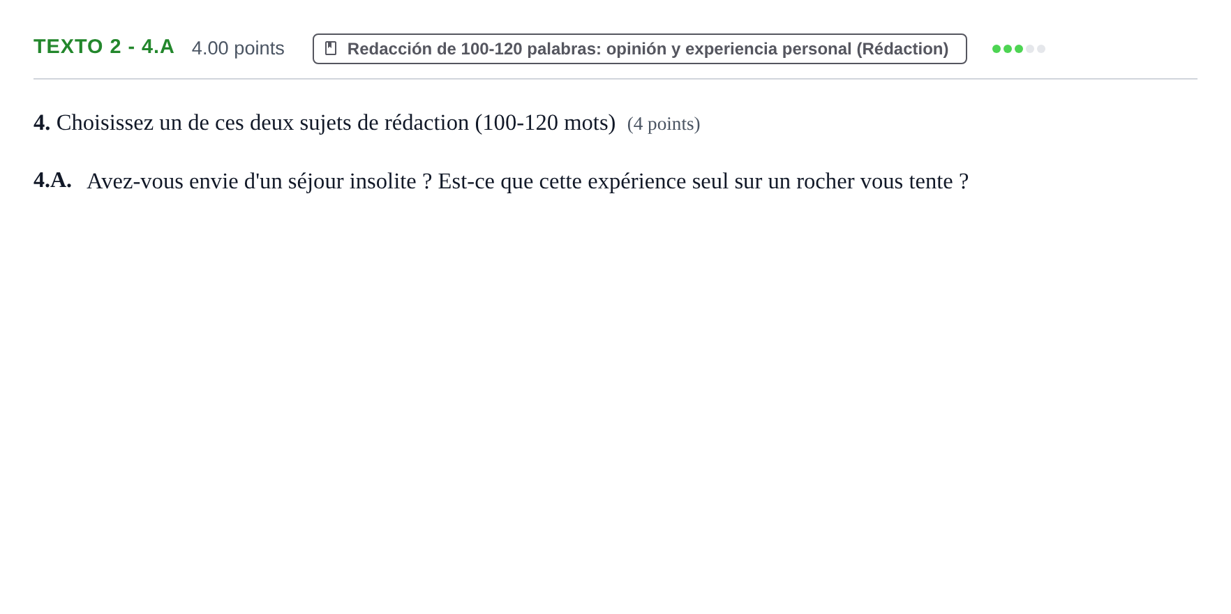 Enunciado: Ejercicio Texto 2 - 4.A · Francés PAU Asturias Ordinaria (2ª lengua extranjera) 2021