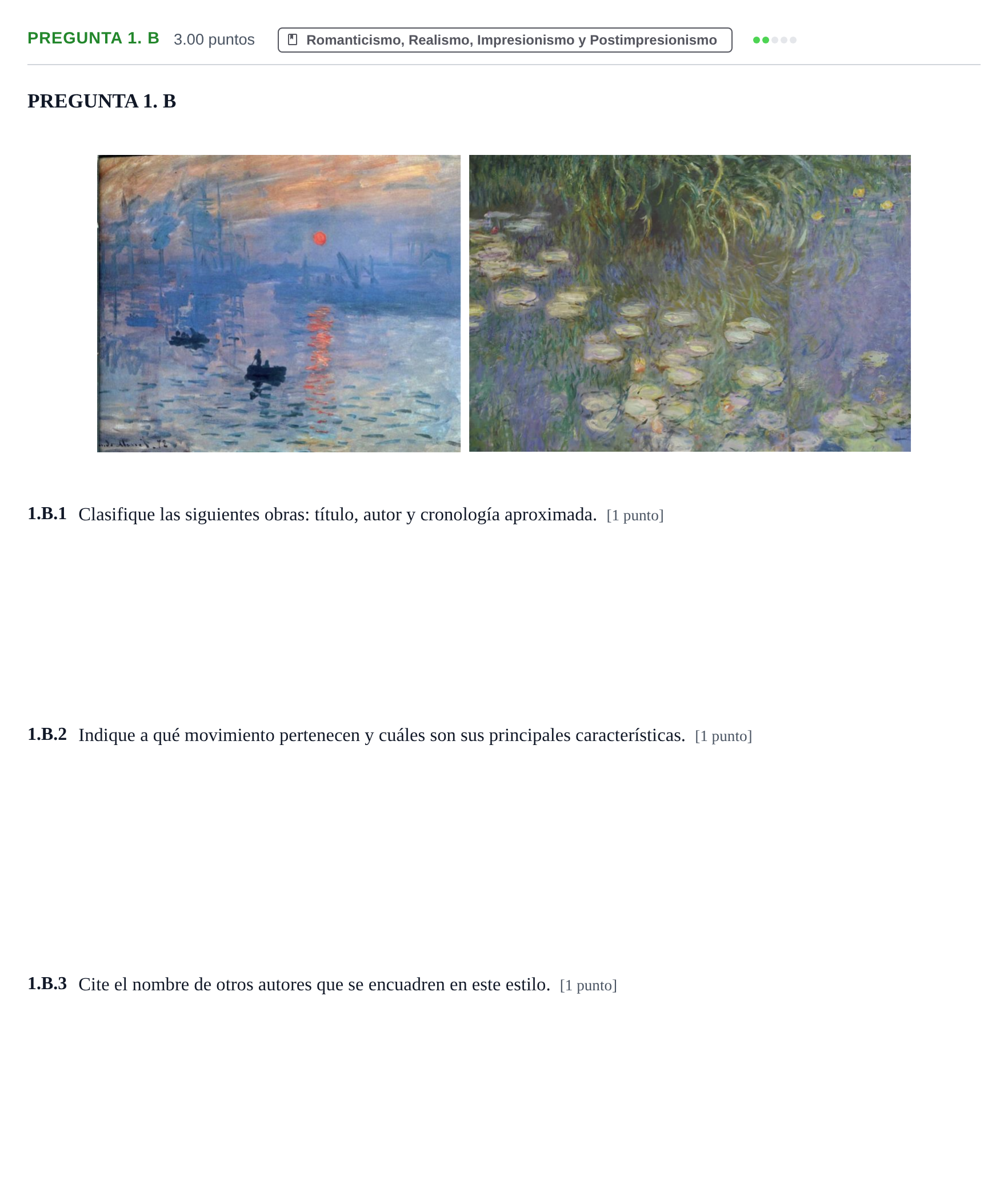 Enunciado: Pregunta 1. B · Fundamentos Artísticos PAU Asturias Extraordinaria 2021