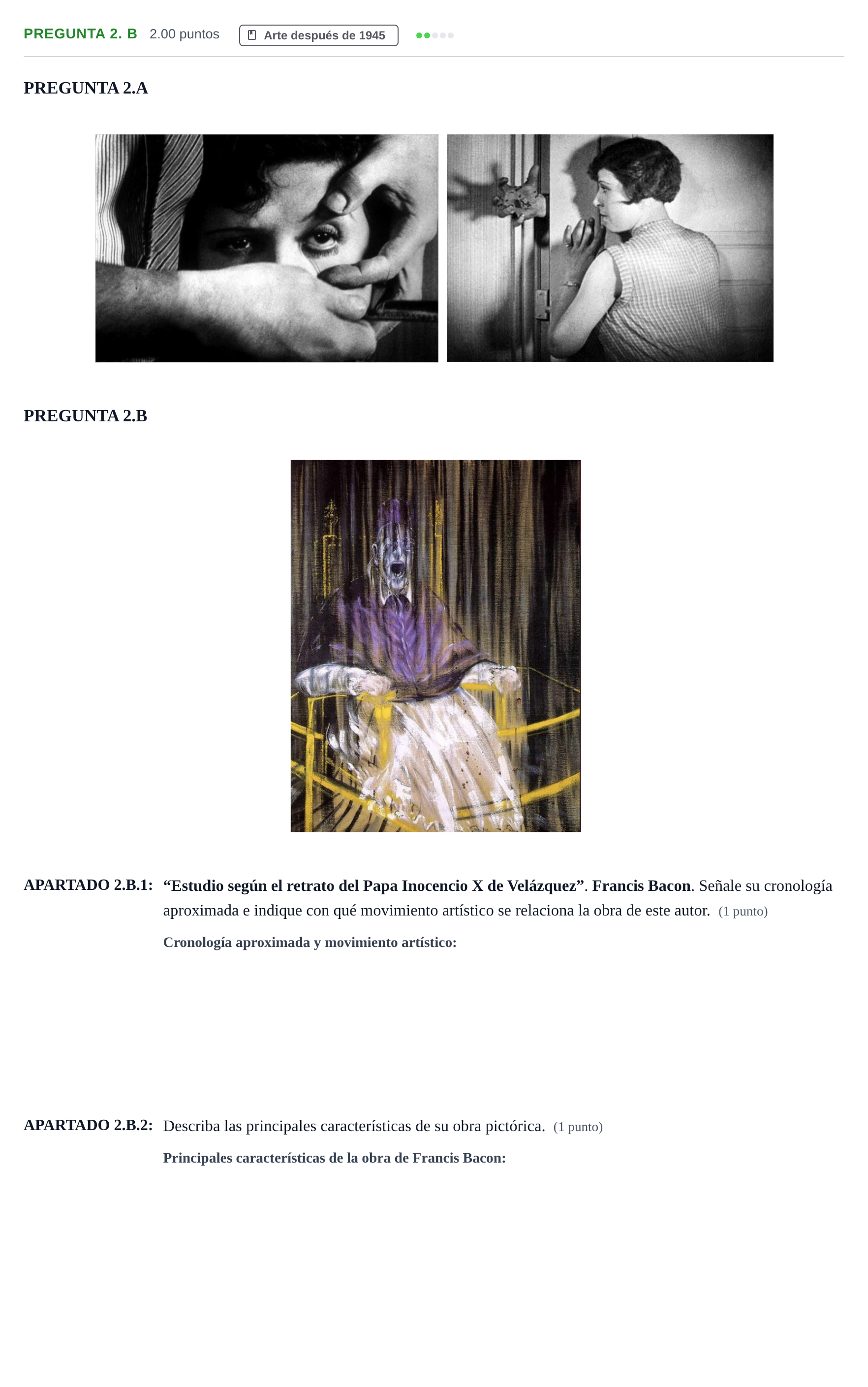 Enunciado: Pregunta 2. B · Fundamentos Artísticos PAU Asturias Extraordinaria 2021