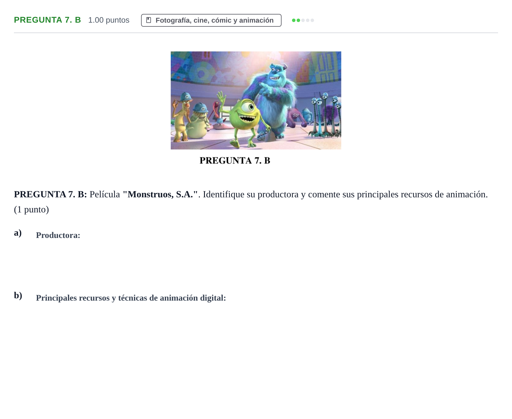 Enunciado: Pregunta 7. B · Fundamentos Artísticos PAU Asturias Extraordinaria 2021