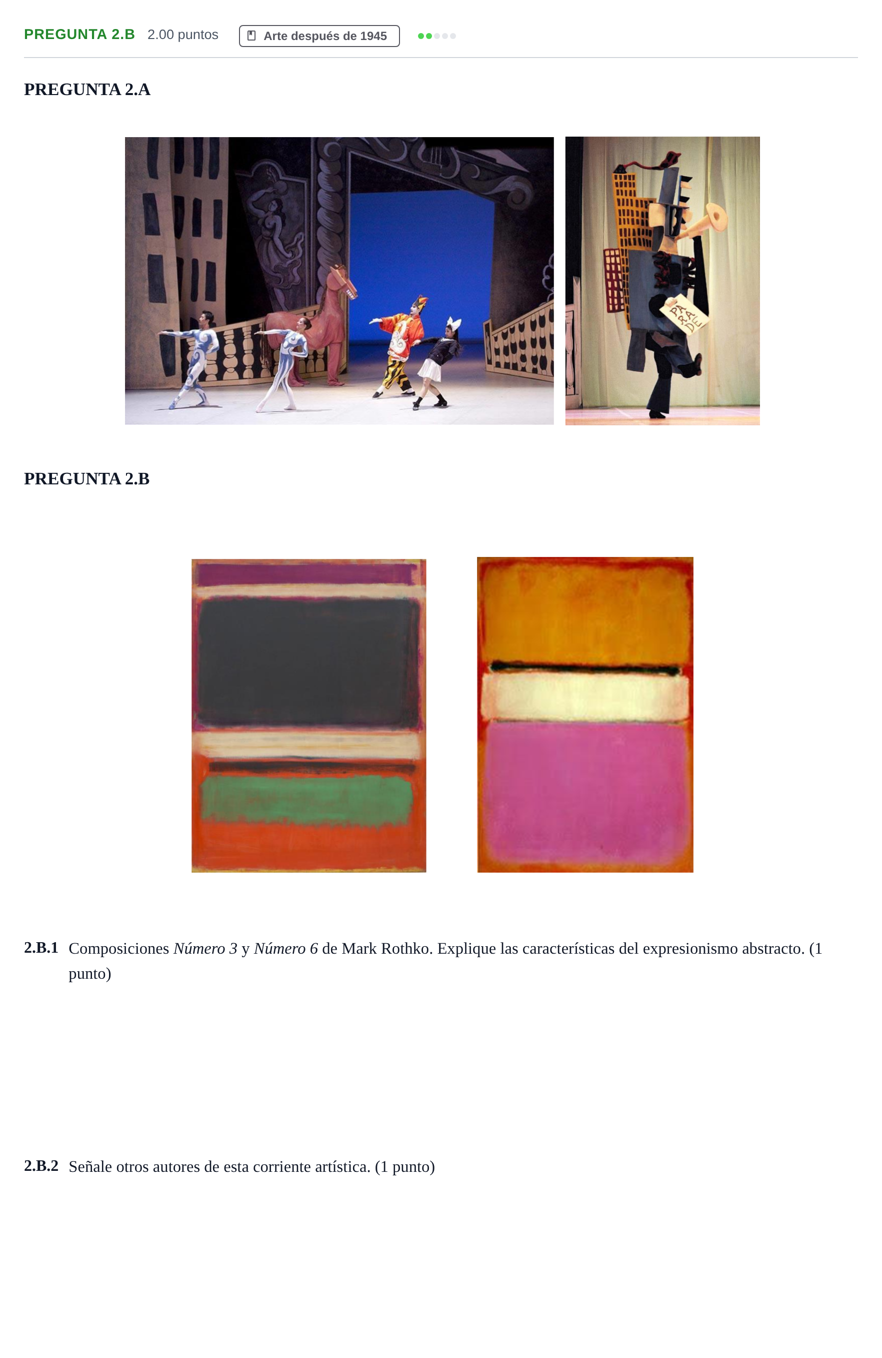 Enunciado: Pregunta 2.B · Fundamentos Artísticos PAU Asturias Ordinaria 2021