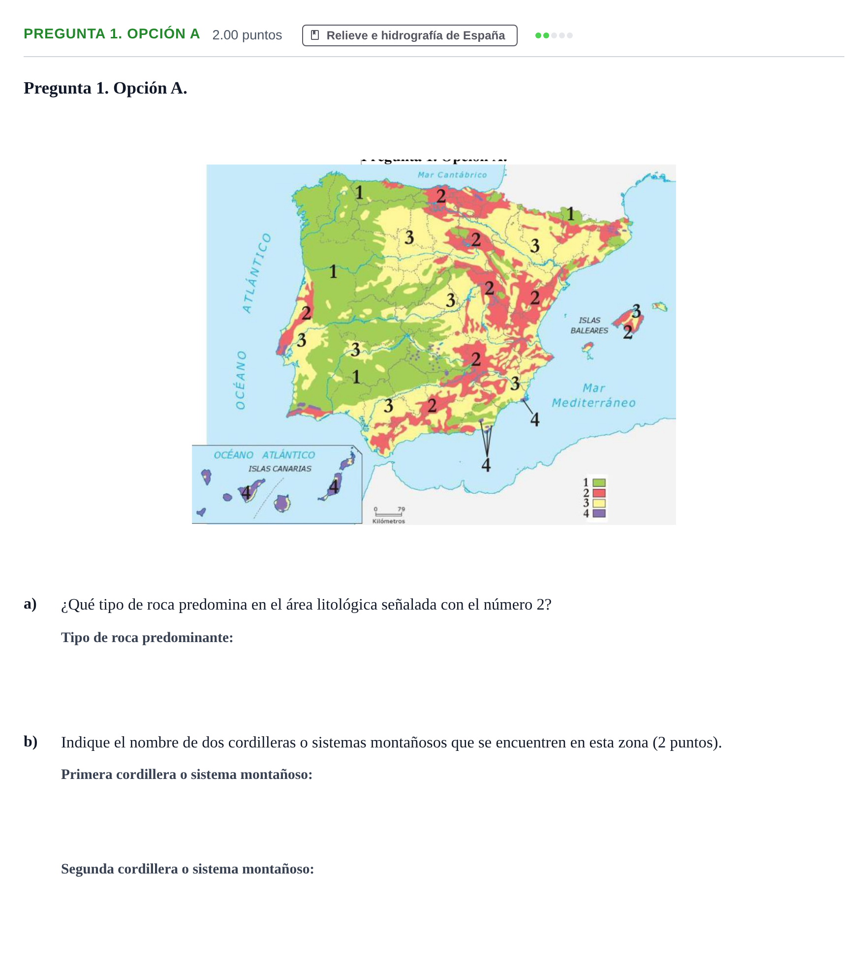Enunciado: Pregunta 1. Opción A · Geografía PAU Asturias Extraordinaria 2021