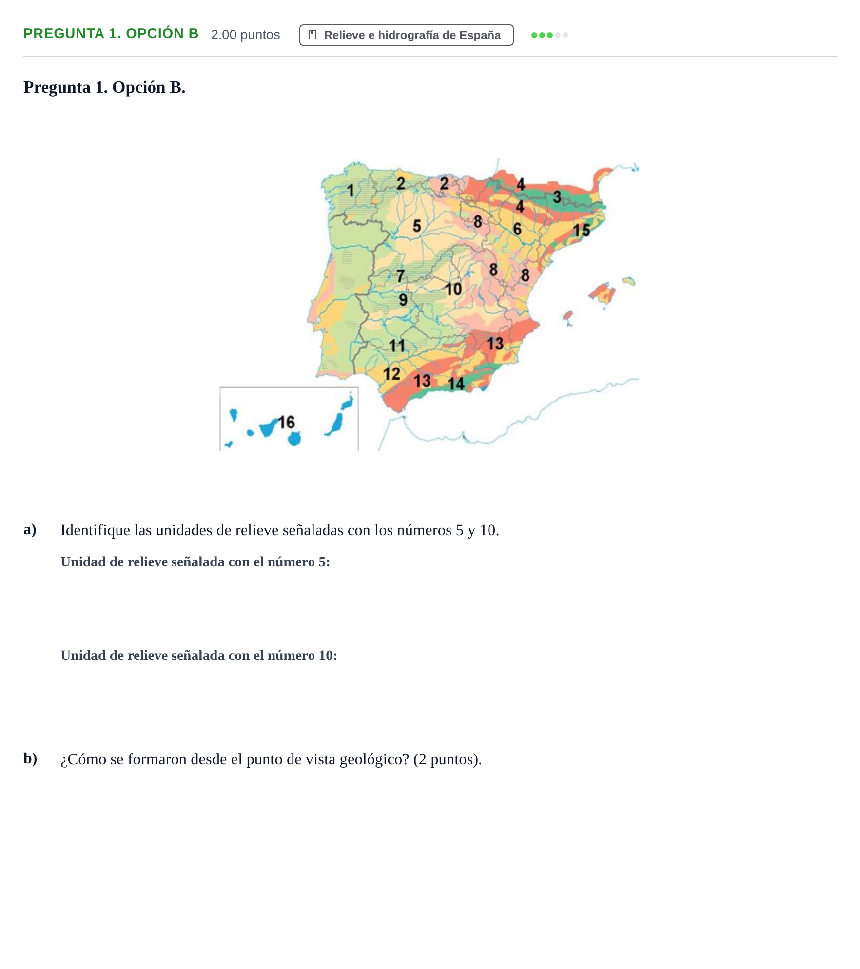Enunciado: Pregunta 1. Opción B · Geografía PAU Asturias Extraordinaria 2021