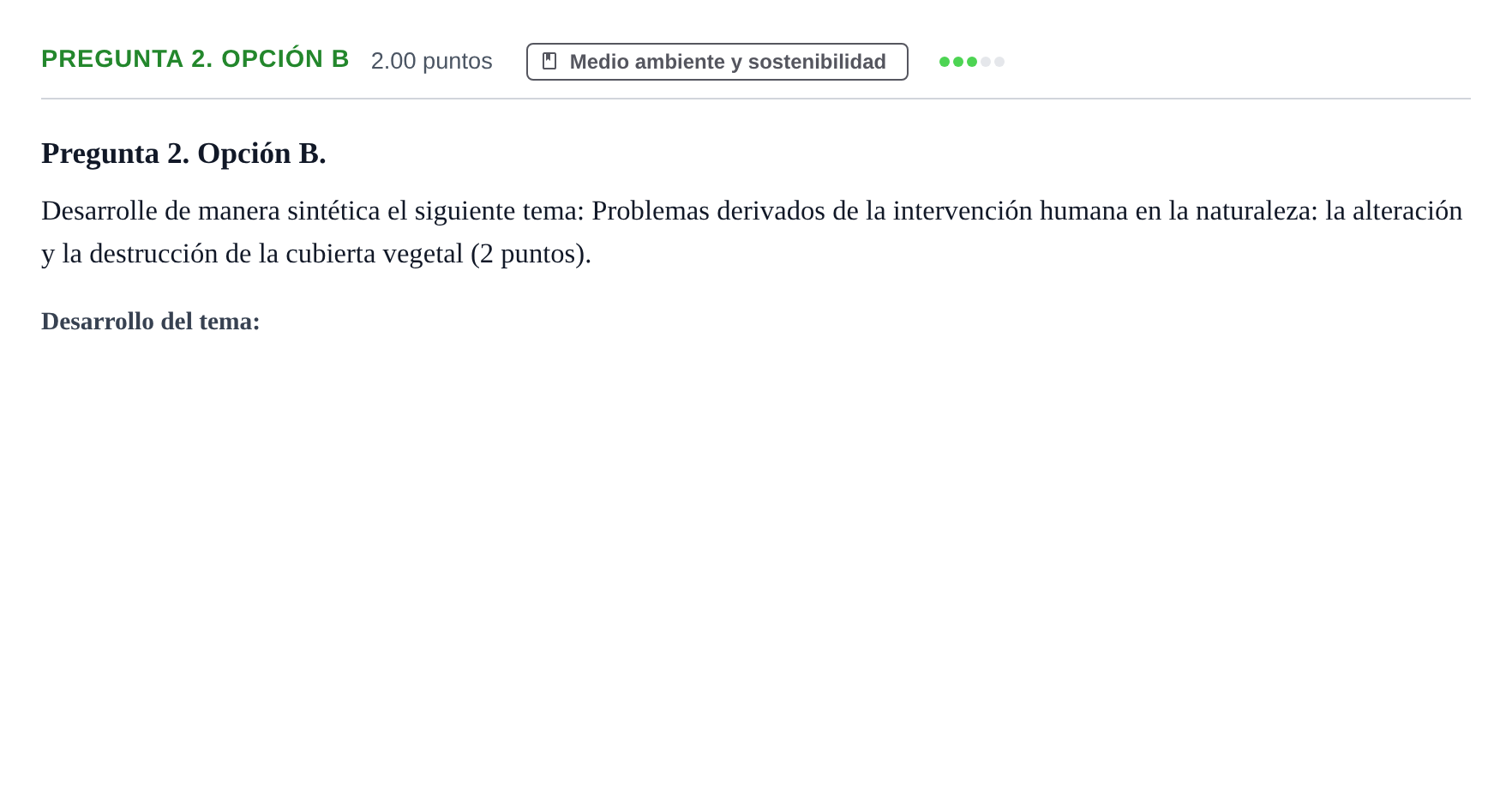 Enunciado: Pregunta 2. Opción B · Geografía PAU Asturias Extraordinaria 2021