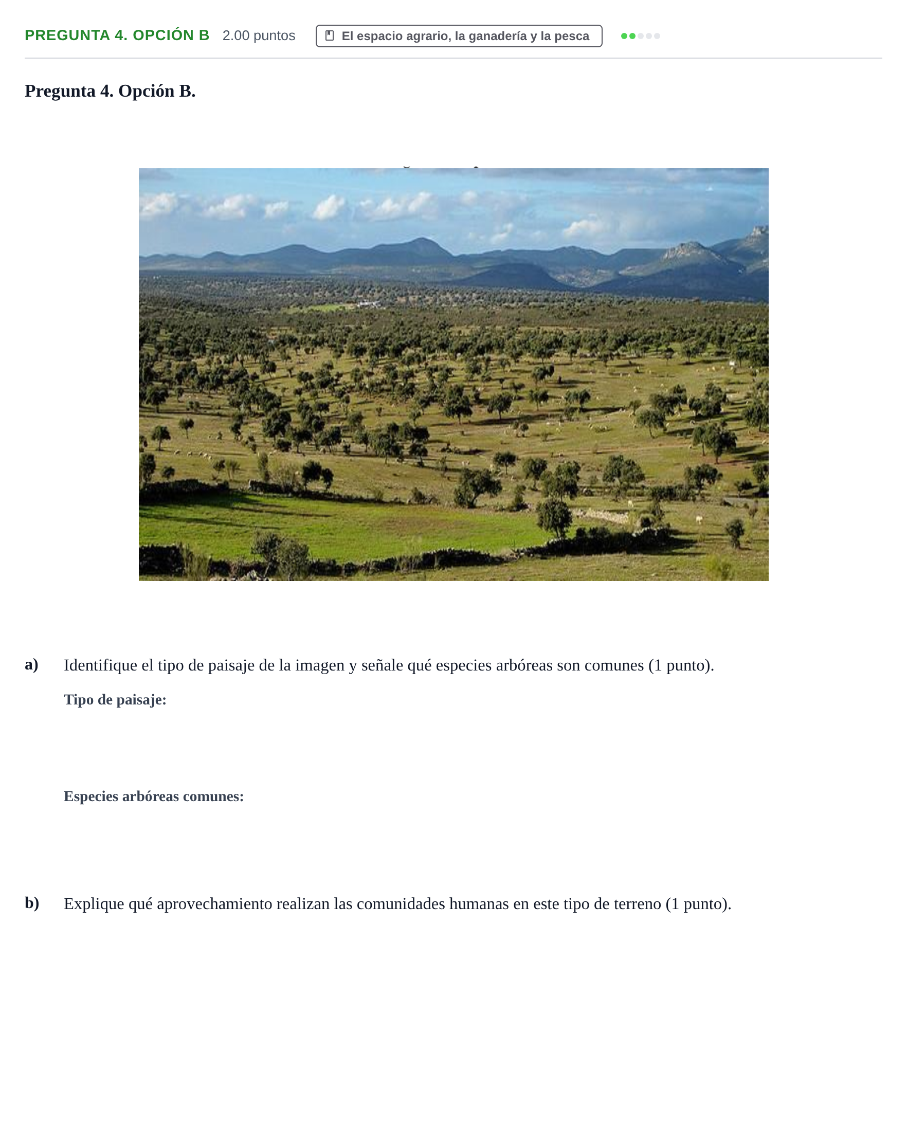 Enunciado: Pregunta 4. Opción B · Geografía PAU Asturias Extraordinaria 2021