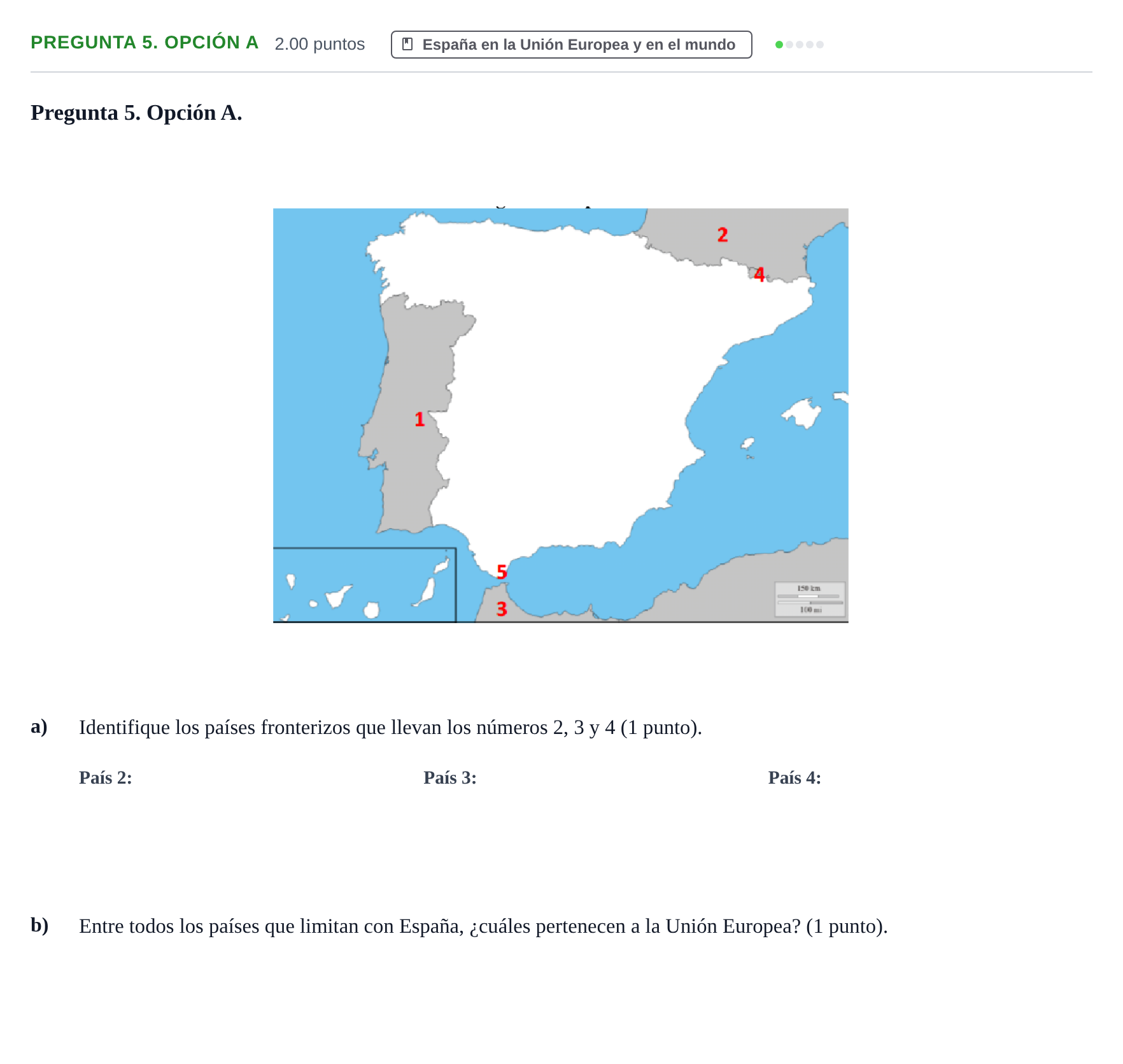 Enunciado: Pregunta 5. Opción A · Geografía PAU Asturias Extraordinaria 2021