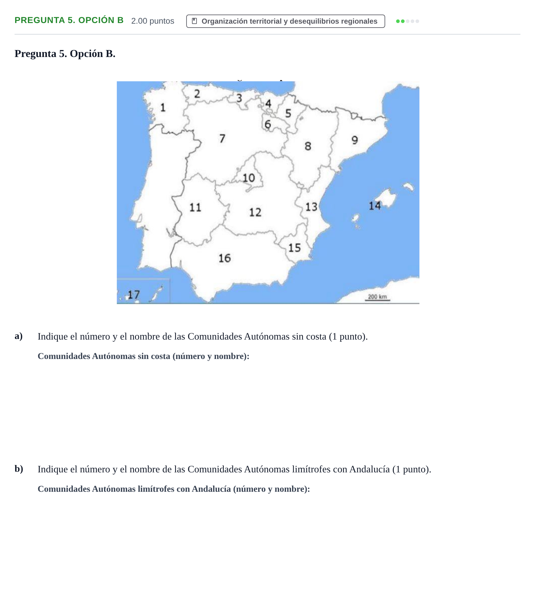 Enunciado: Pregunta 5. Opción B · Geografía PAU Asturias Extraordinaria 2021