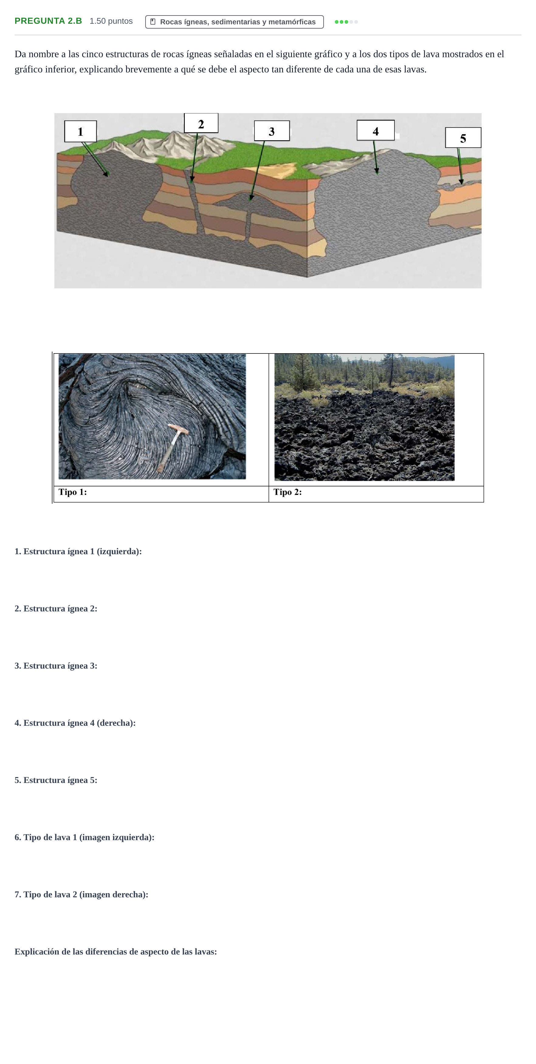 Enunciado: Pregunta 2.B · Geología y Ciencias Ambientales PAU Asturias Ordinaria 2021