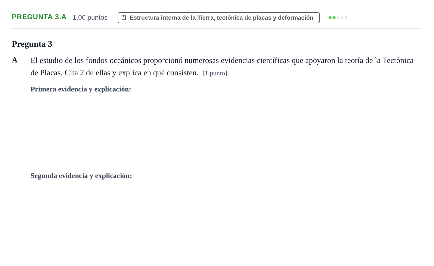 Enunciado: Pregunta 3.A · Geología y Ciencias Ambientales PAU Asturias Ordinaria 2021