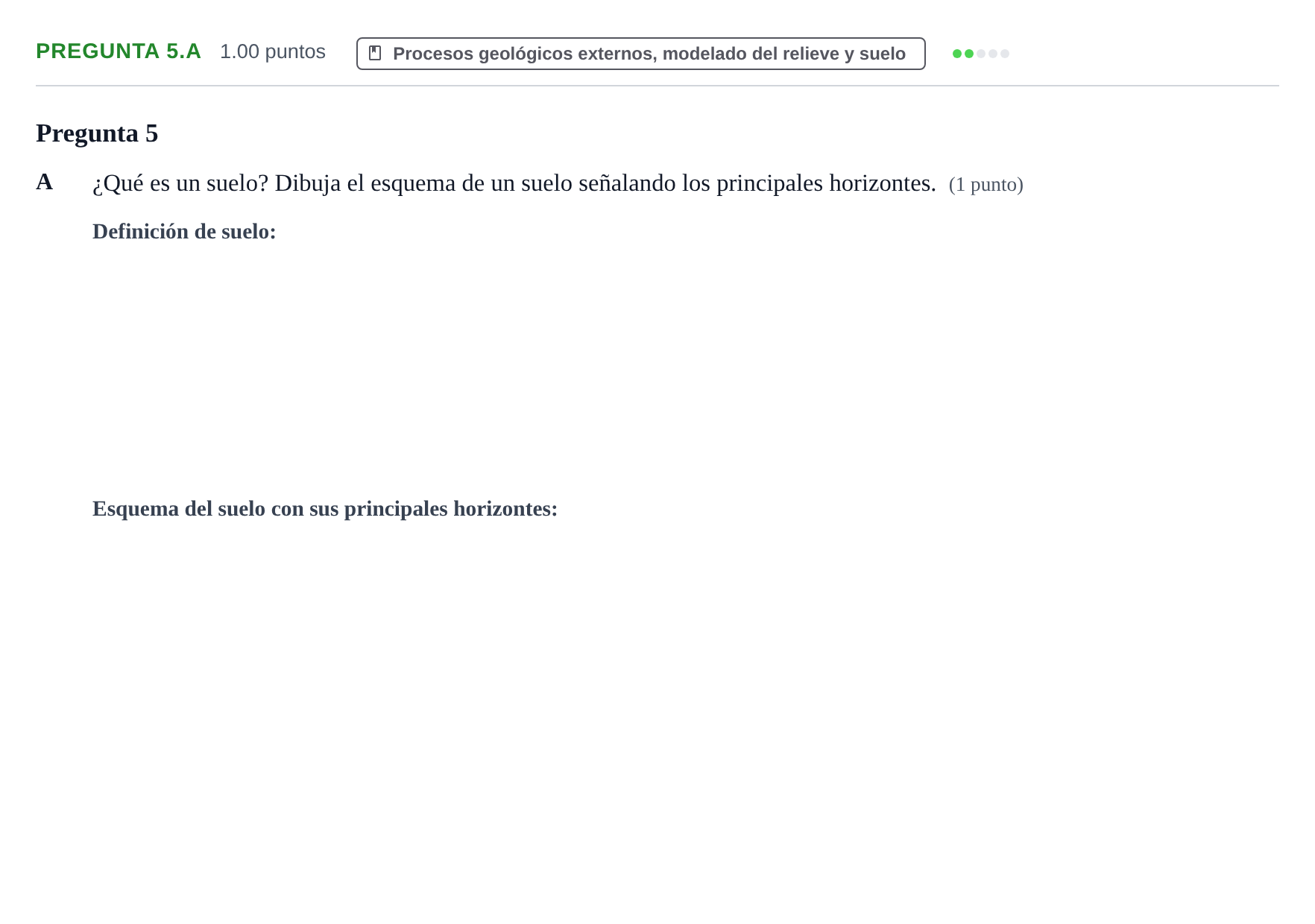 Enunciado: Pregunta 5.A · Geología y Ciencias Ambientales PAU Asturias Ordinaria 2021