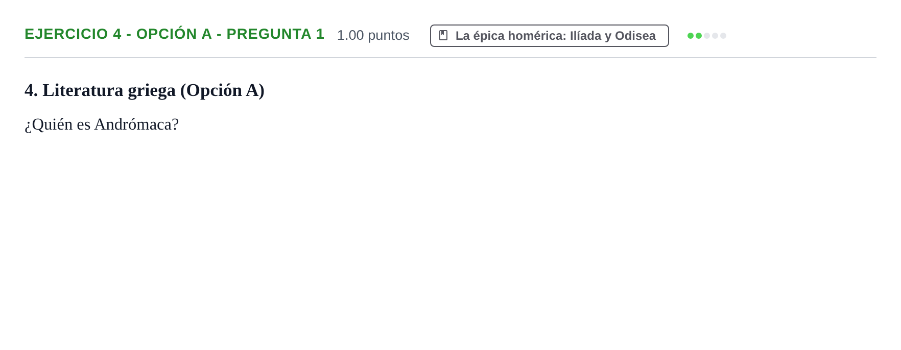 Enunciado: Ejercicio 4 - Opción A - Pregunta 1 · Griego II PAU Asturias Extraordinaria 2021