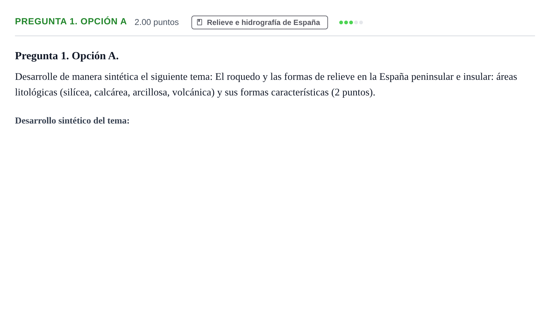 Enunciado: Pregunta 1. Opción A · Geografía PAU Asturias Ordinaria 2021