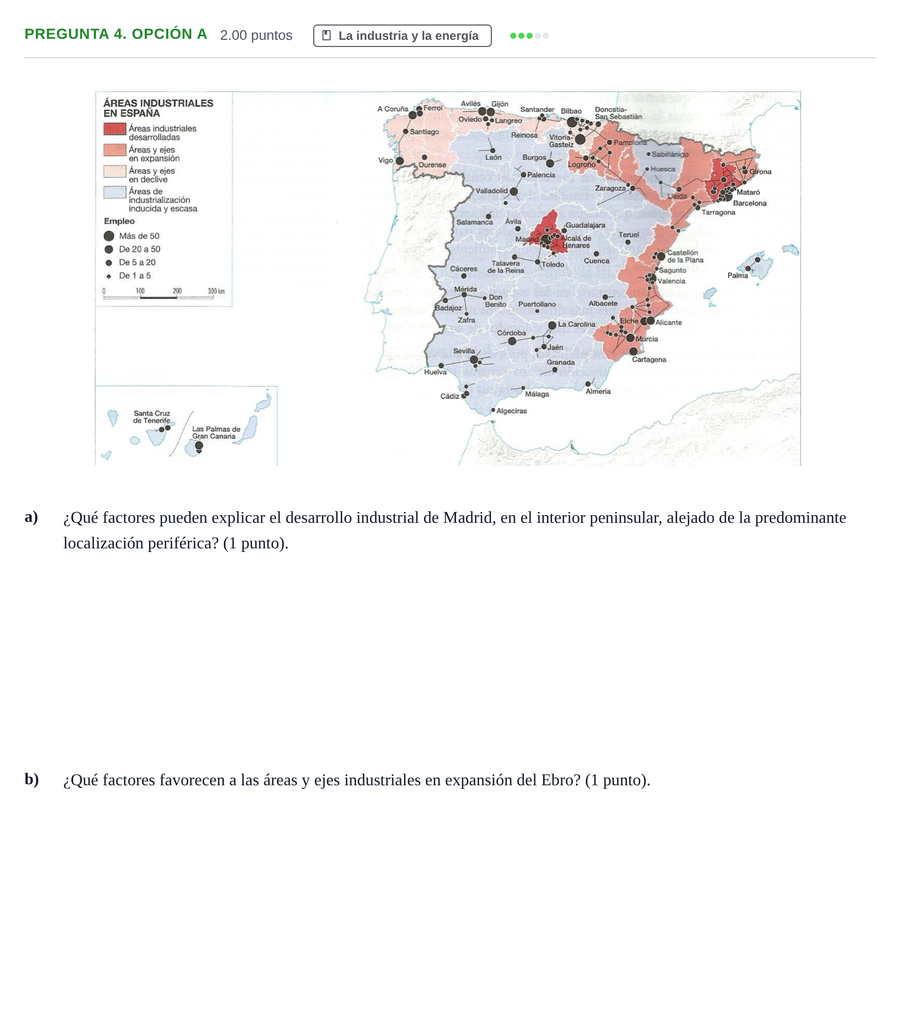 Enunciado: Pregunta 4. Opción A · Geografía PAU Asturias Ordinaria 2021
