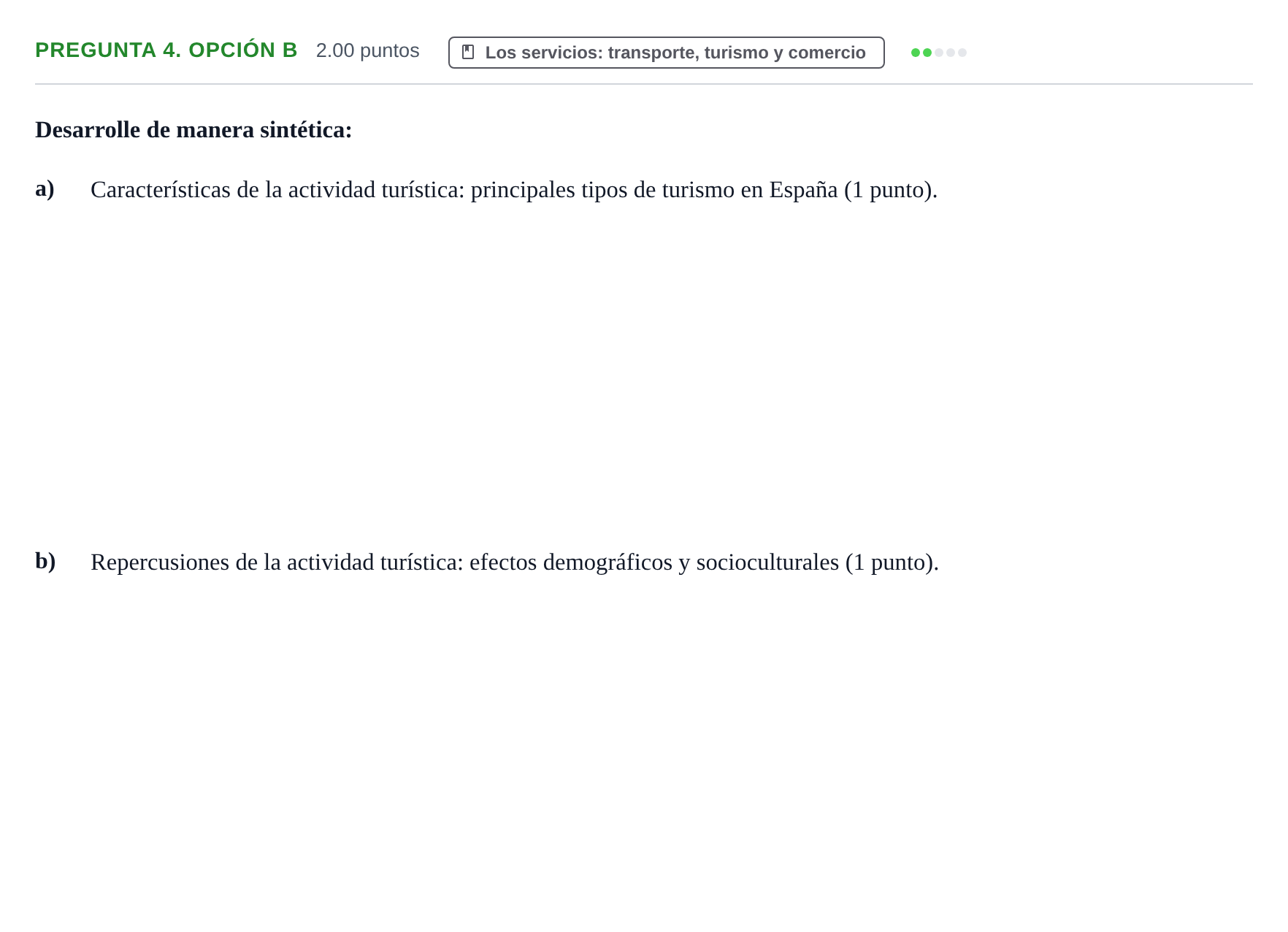 Enunciado: Pregunta 4. Opción B · Geografía PAU Asturias Ordinaria 2021