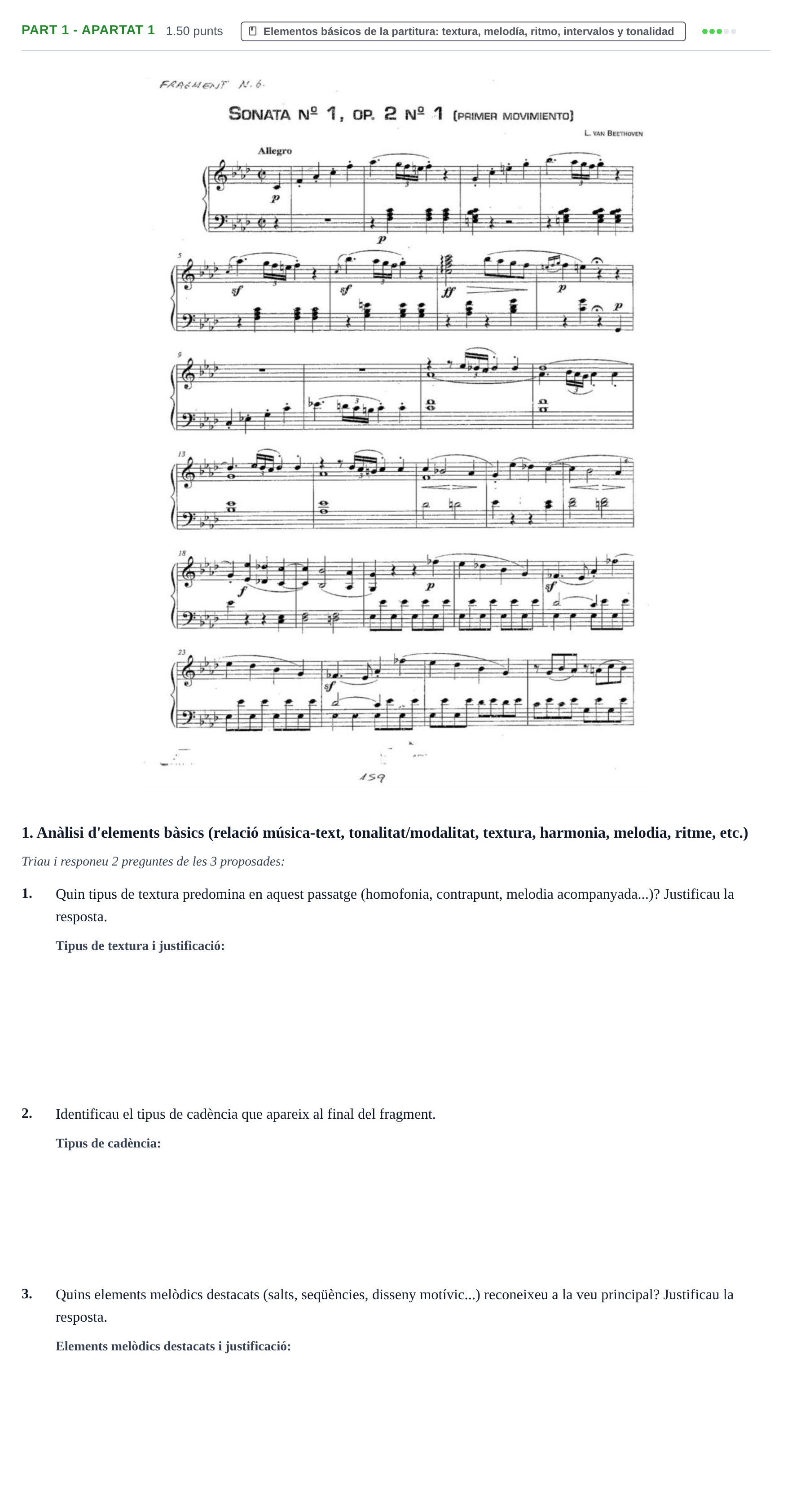 Enunciado: Part 1 - Apartat 1 · Análisis Musical II PAU Baleares Extraordinaria 2026