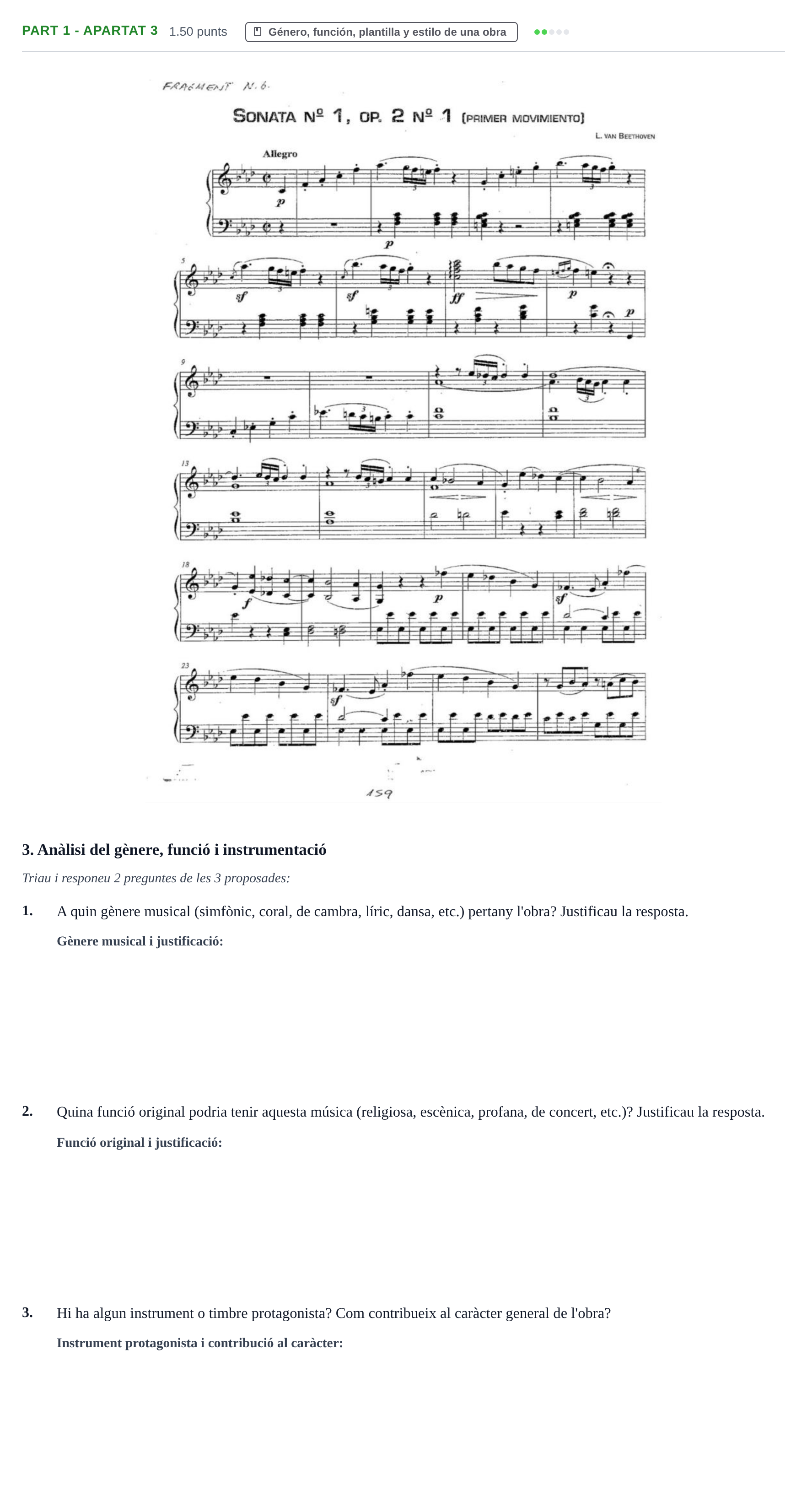 Enunciado: Part 1 - Apartat 3 · Análisis Musical II PAU Baleares Extraordinaria 2026