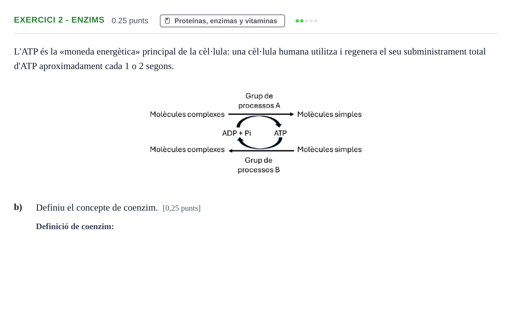 Enunciado: Ejercicio 2 - Enzims · Biología PAU Baleares Extraordinaria 2026