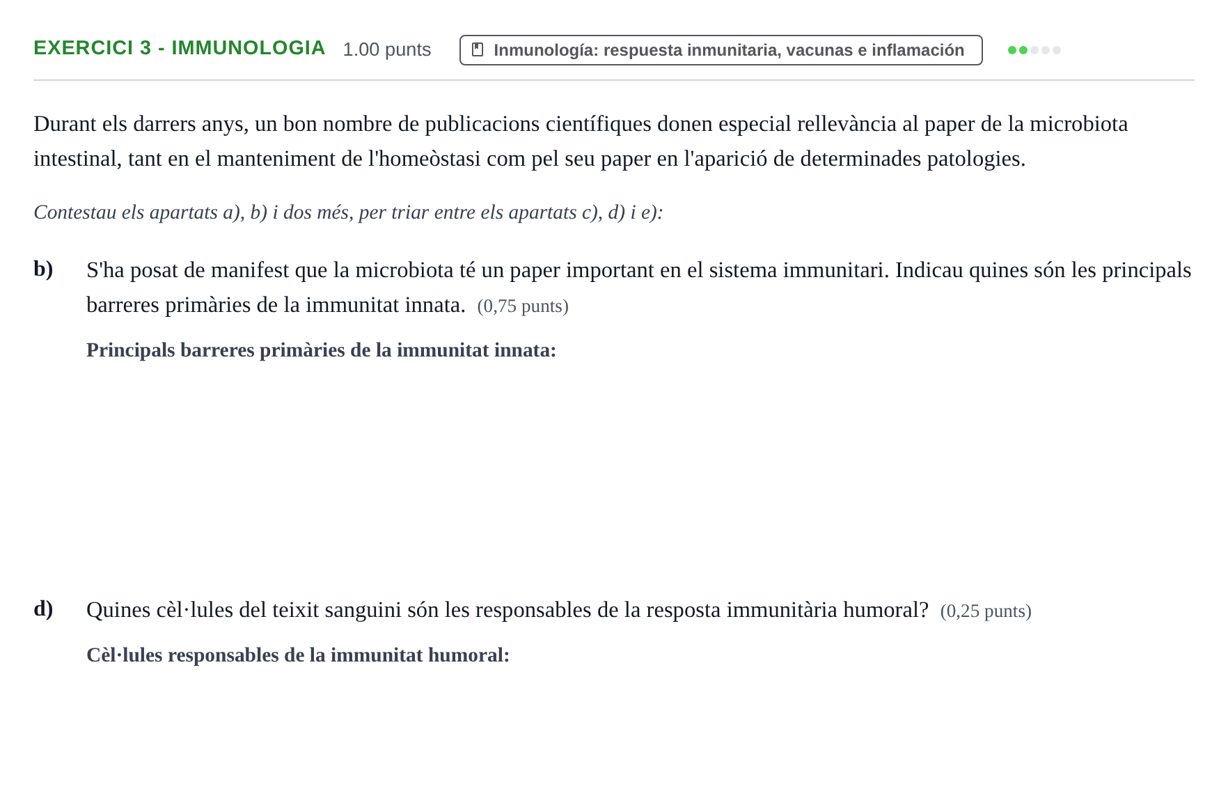 Enunciado: Ejercicio 3 - Immunologia · Biología PAU Baleares Extraordinaria 2026