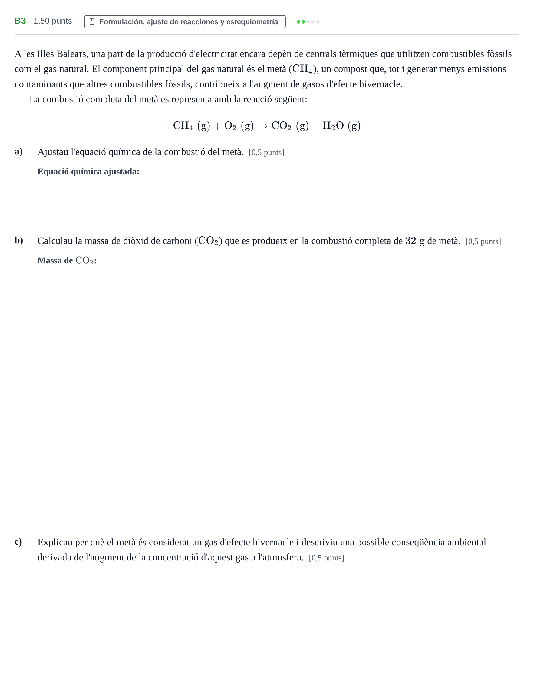 Enunciado: Ejercicio B3 · Ciencias Generales PAU Baleares Extraordinaria 2026