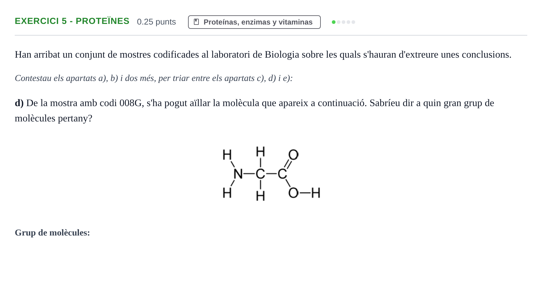 Enunciado: Ejercicio 5 - Proteïnes · Biología PAU Baleares Ordinaria 2026