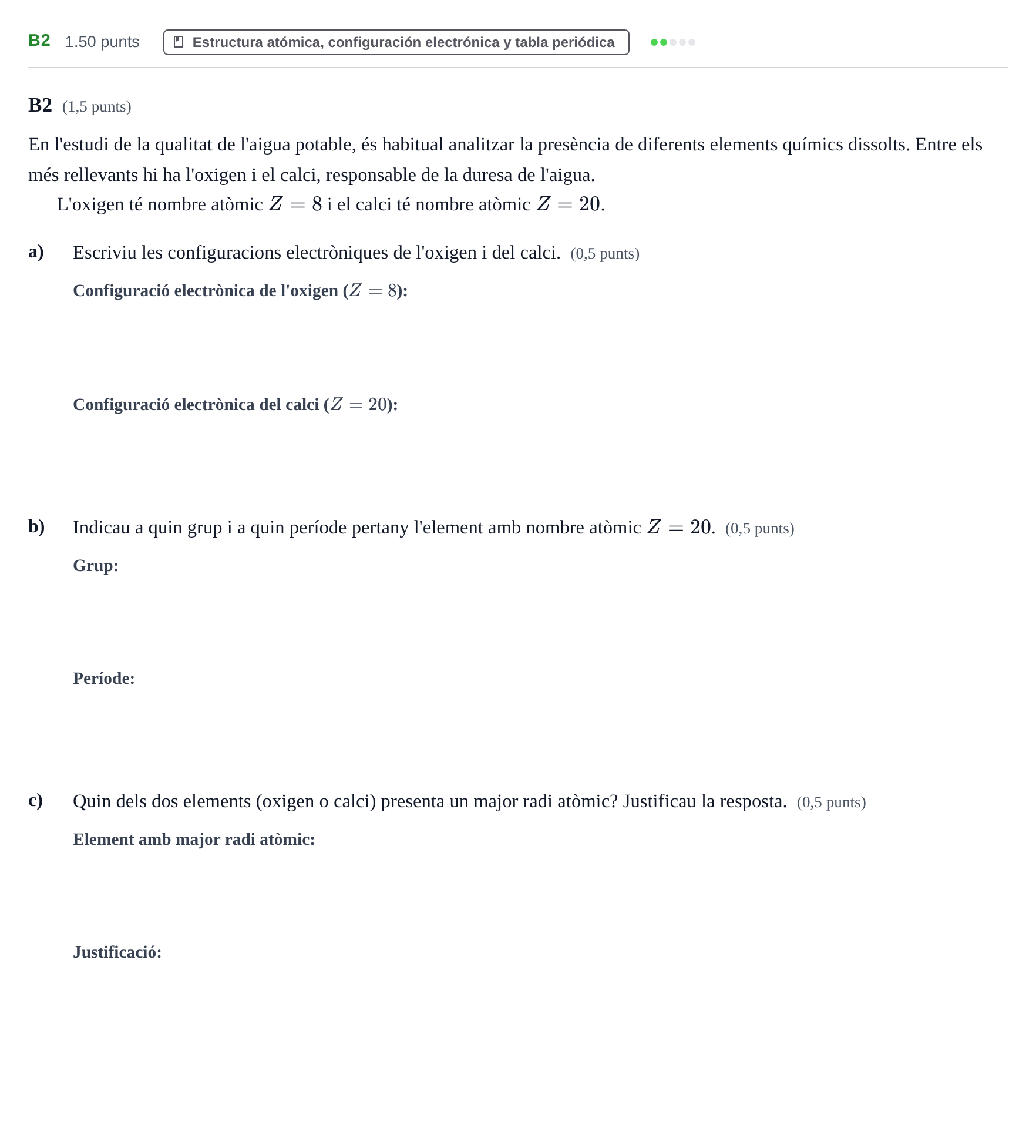 Enunciado: Ejercicio B2 · Ciencias Generales PAU Baleares Ordinaria 2026