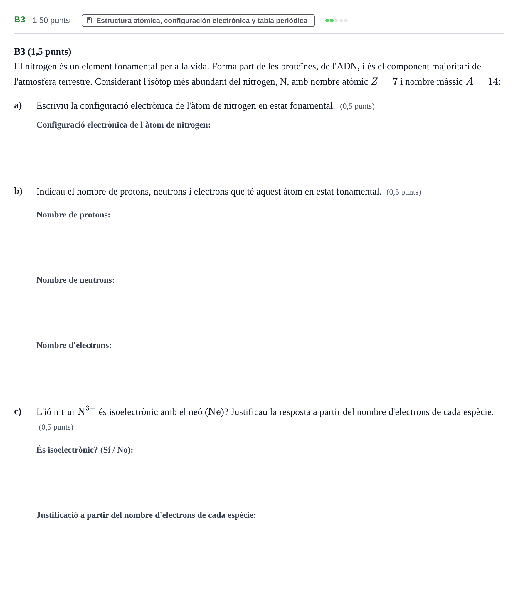 Enunciado: Ejercicio B3 · Ciencias Generales PAU Baleares Ordinaria 2026